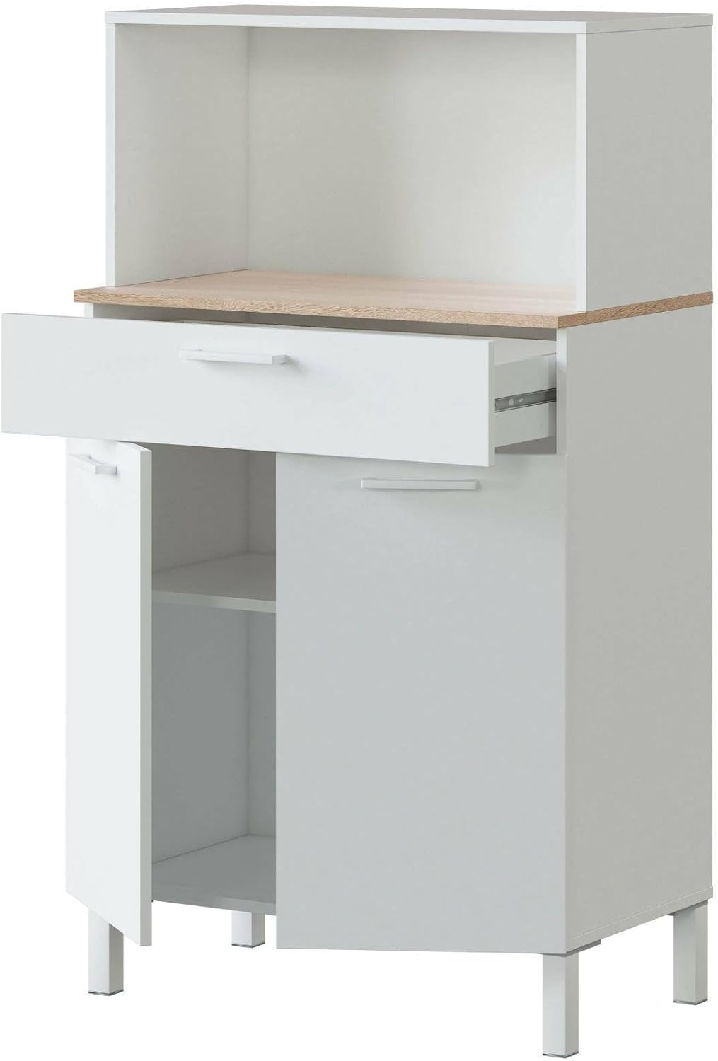 Detalle de Dmora Armadio multiuso 2 ante Norman – Bianco e Rovere, 72x40x126 cm