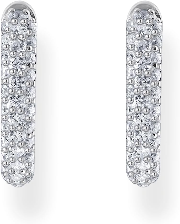 Detalle 2 de THOMAS SABO Creolen aus recyceltem 925 Sterling-Silber mit weißem Zirkonia-Pavé (CR730-051-14)