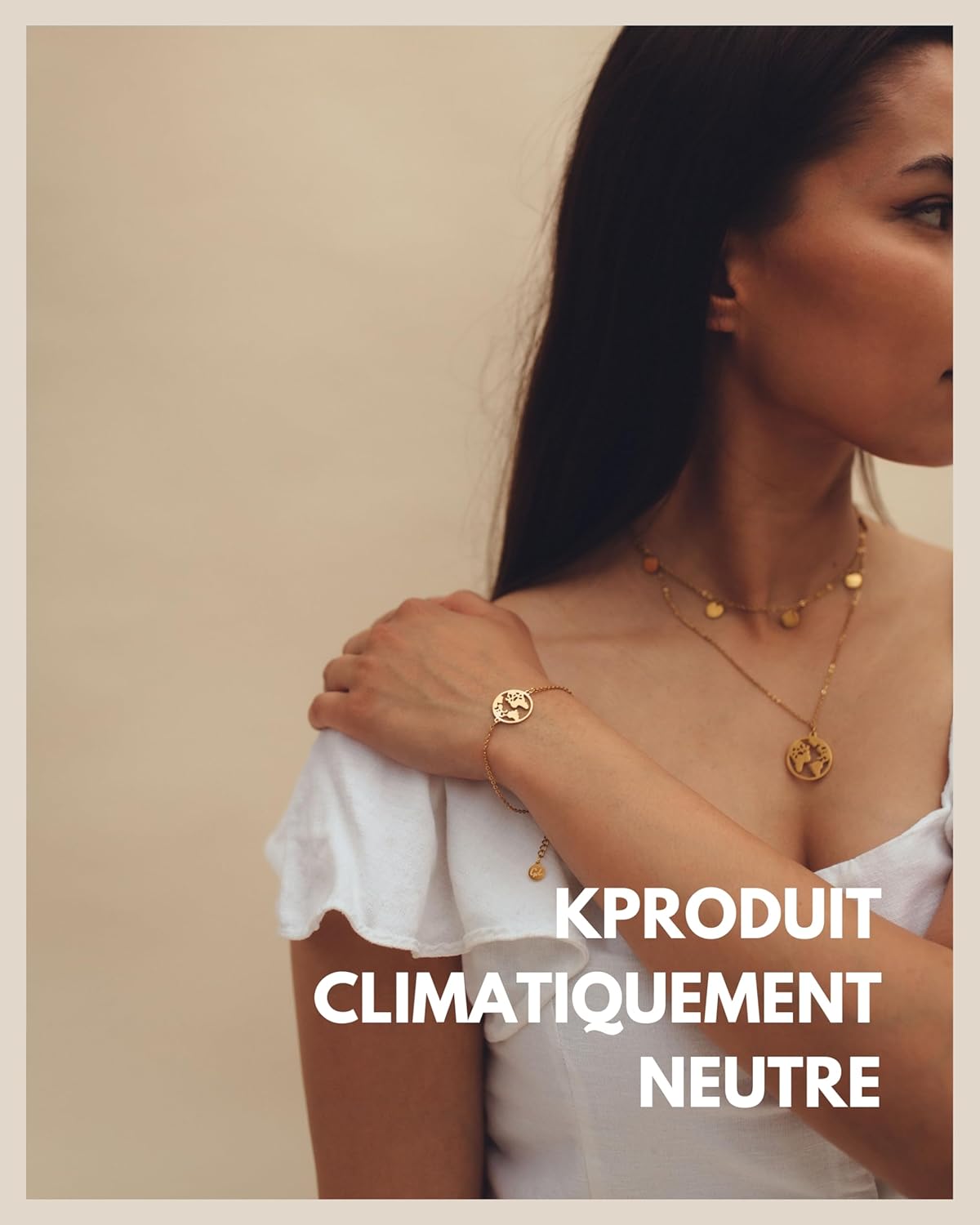 Thumbnail 5 de GD GOOD.designs EST. 2015 Collier globe terrestre femme réglable en acier inoxydable doré et argenté