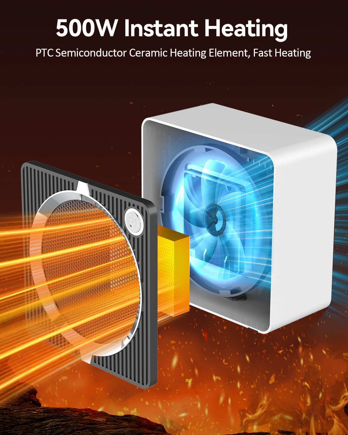 Thumbnail 1 de Portable Electric Space Heater – compact indoor heating for bedrooms, offices and living rooms