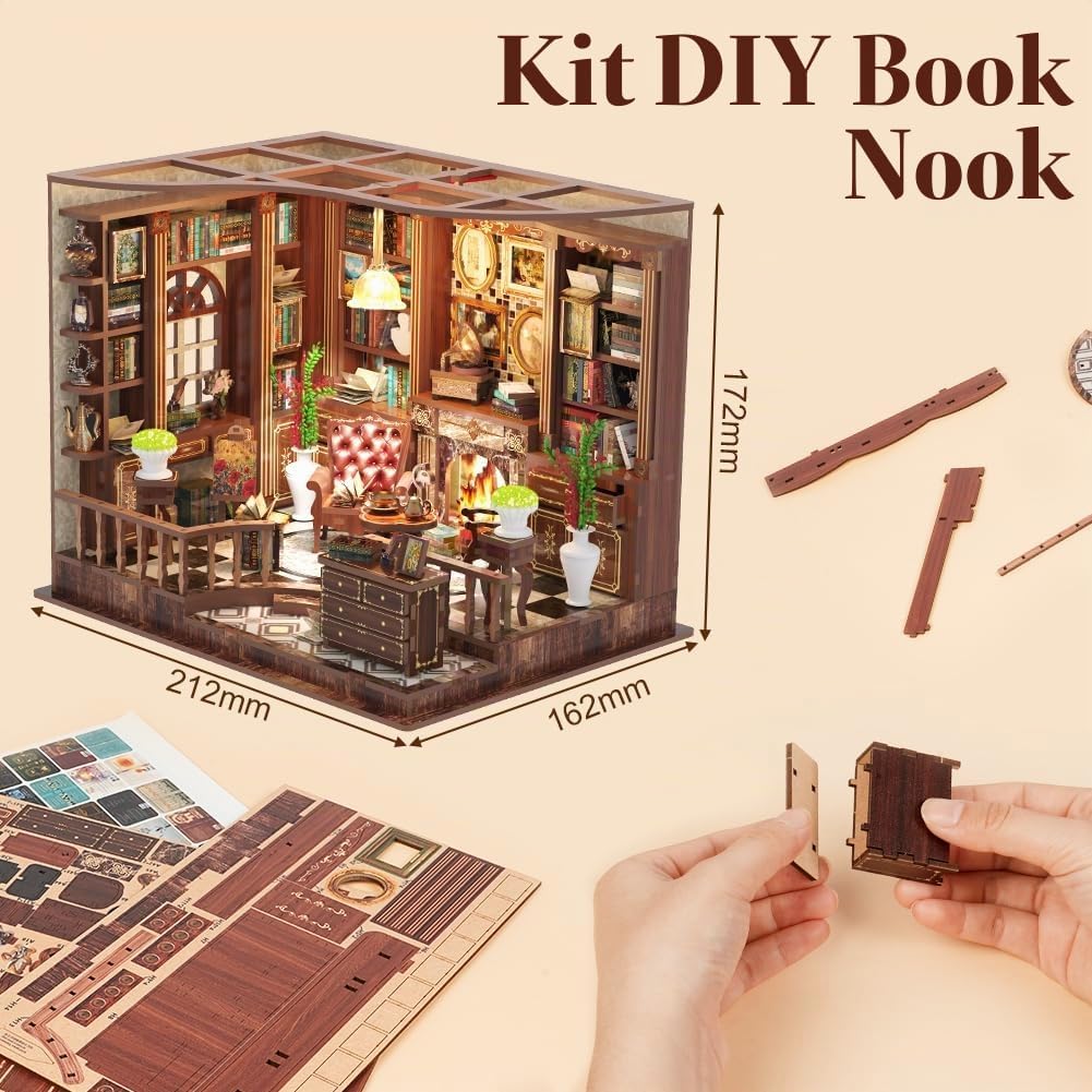 Thumbnail 1 de Aolso AW02-001 Book Nook bouwset met 248 houten onderdelen en ledverlichting