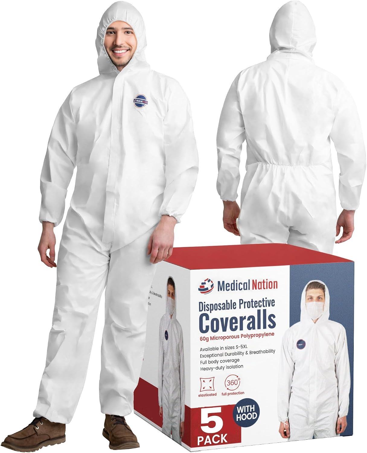 Detalle de Medical Nation Disposable Coveralls, Microporous Film