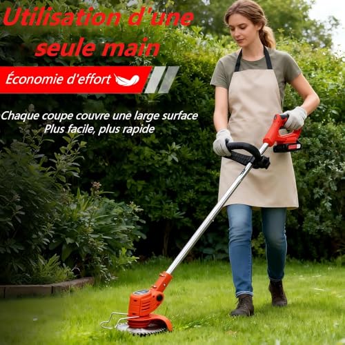 Detalle de OUTIGO Débroussailleuse Électrique sans Fil avec 2 Batteries et Accessoires Complets