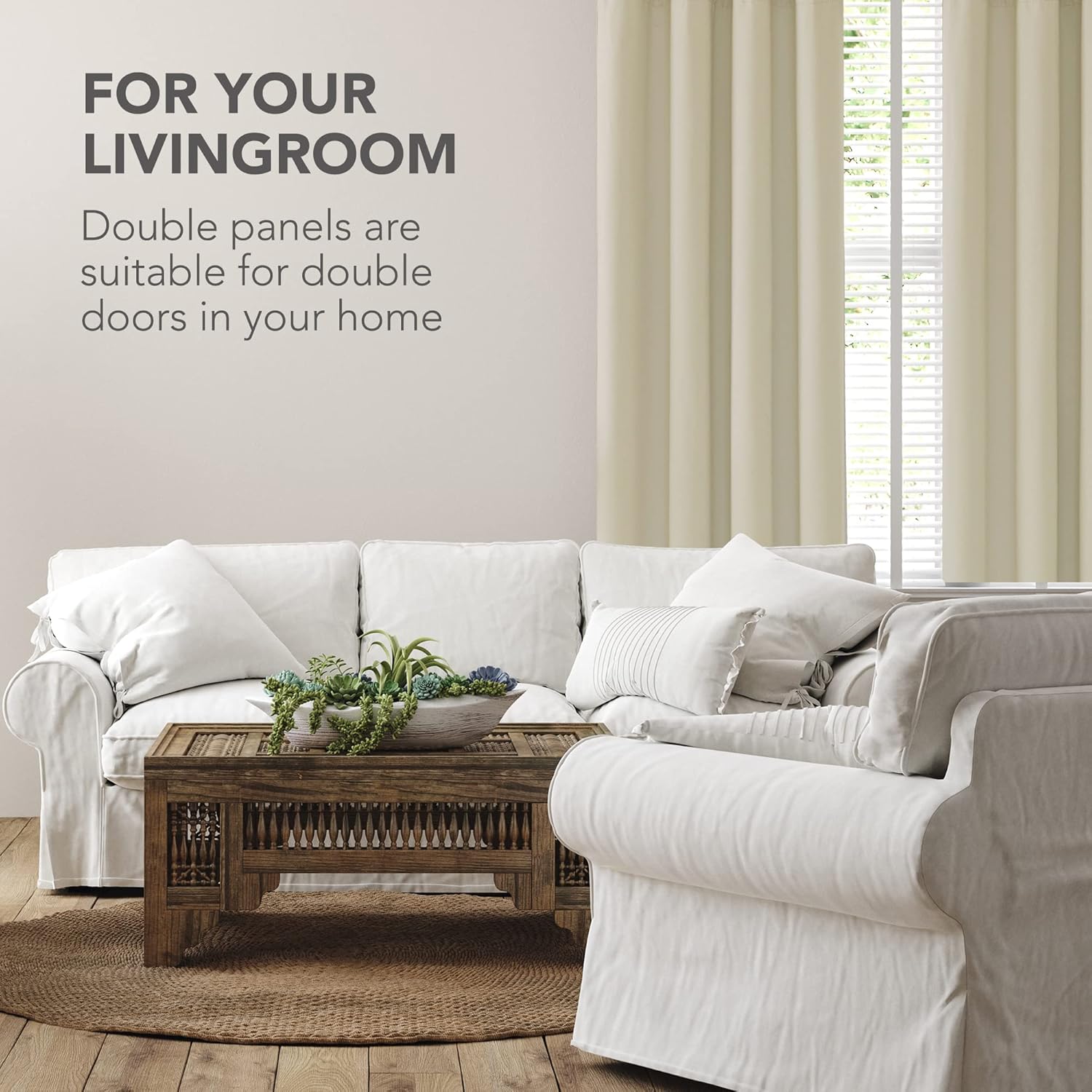 Detalle de Deconovo Tenda oscurante Moderne 140x240 cm, Beige Scuro — 1 Pannello, 240 cm di altezza