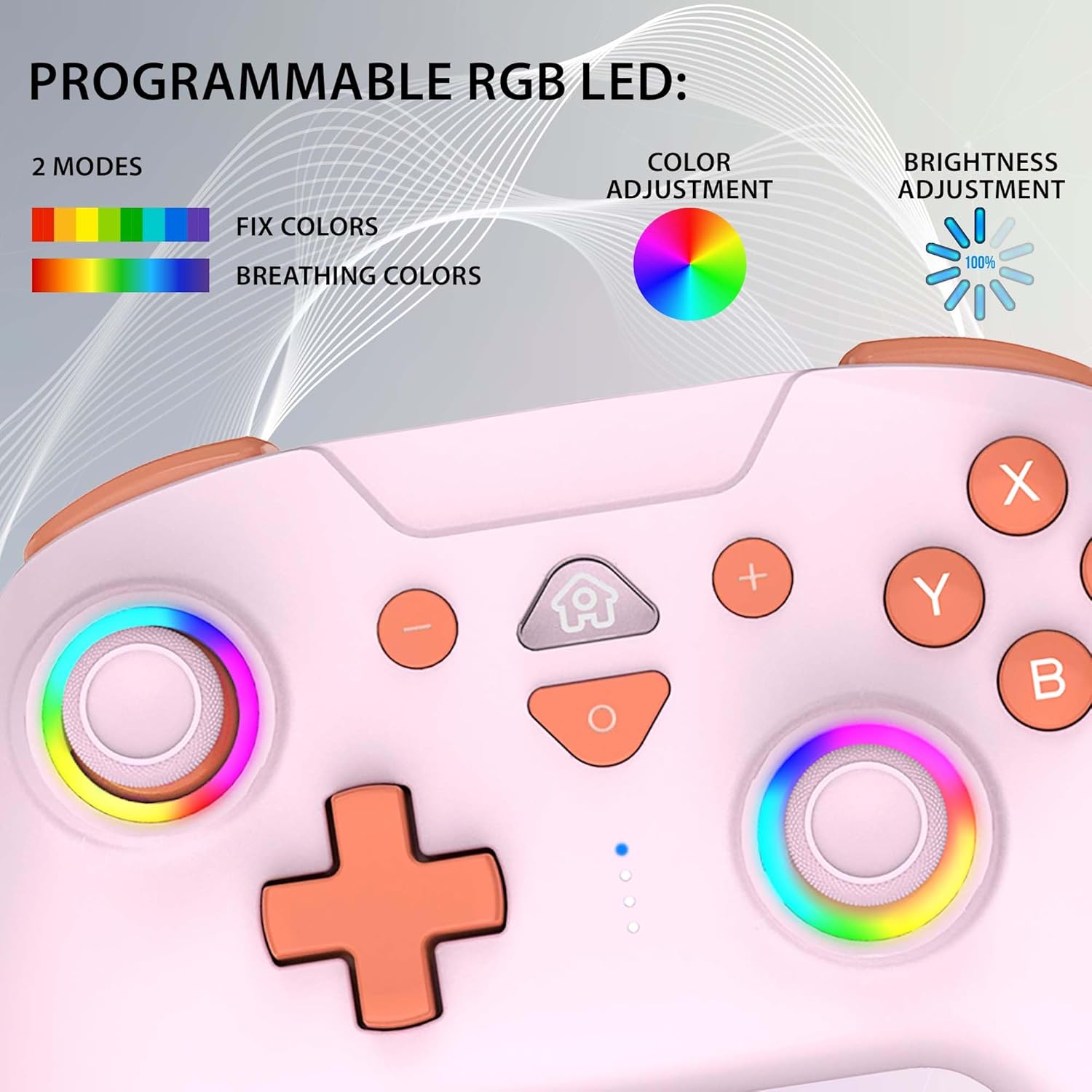 Thumbnail 2 de SUBSONIC Wireless Controller für Switch und Switch 2 – Bluetooth, LED, Vibration & 6-Achsen-Gyro in Rosa