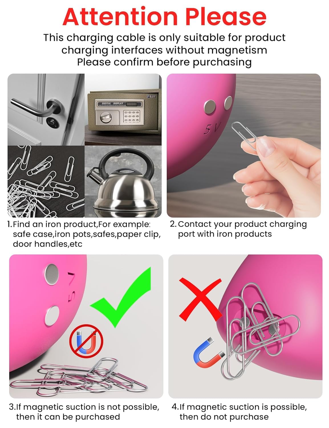 Detalle de Bicmice Magnetic USB DC Charger Cable Replacement (10mm magnet spacing)