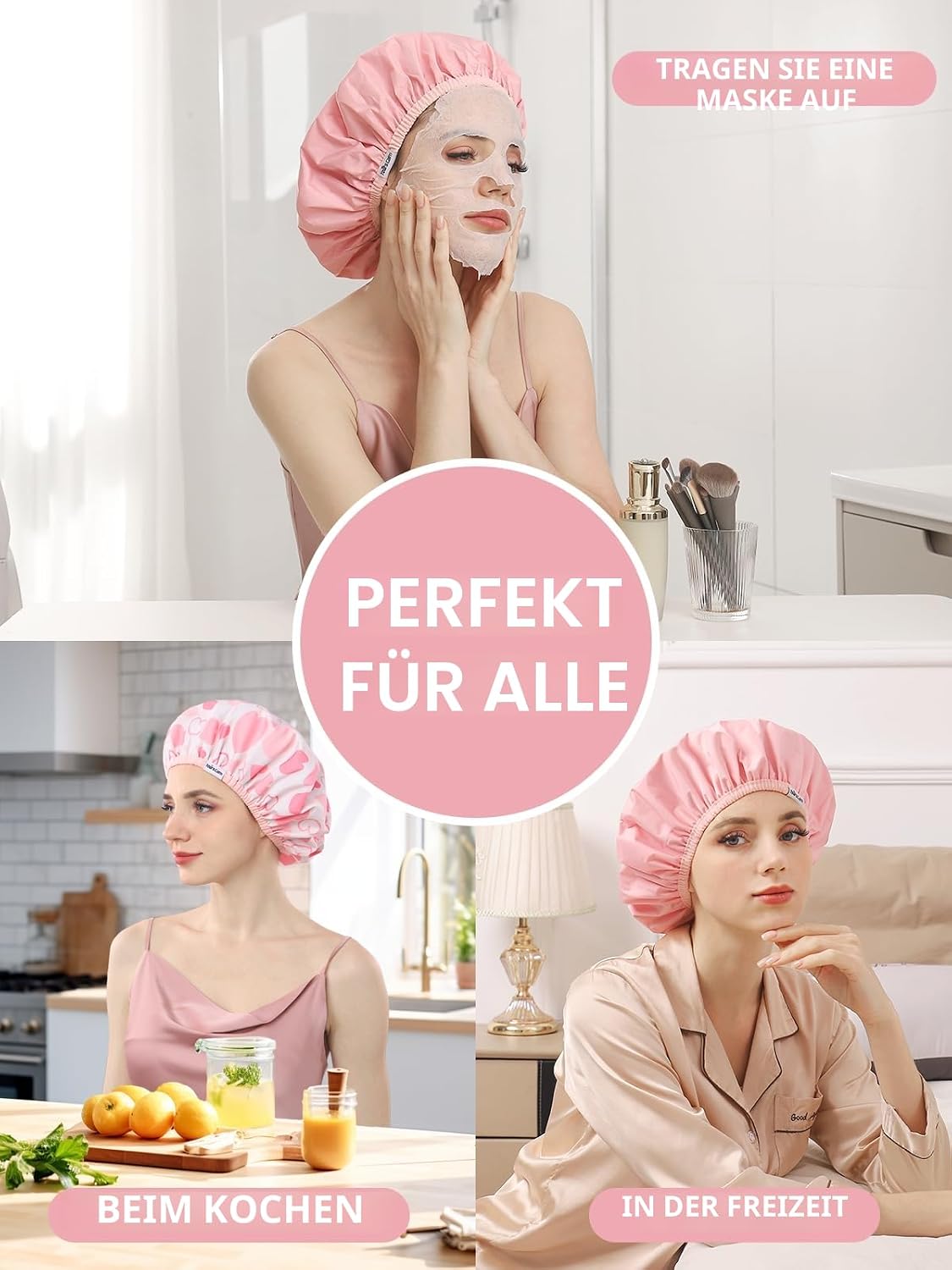 Thumbnail 6 de Years Calm Duschhaube Damen wasserdicht Rosa 2-lagig