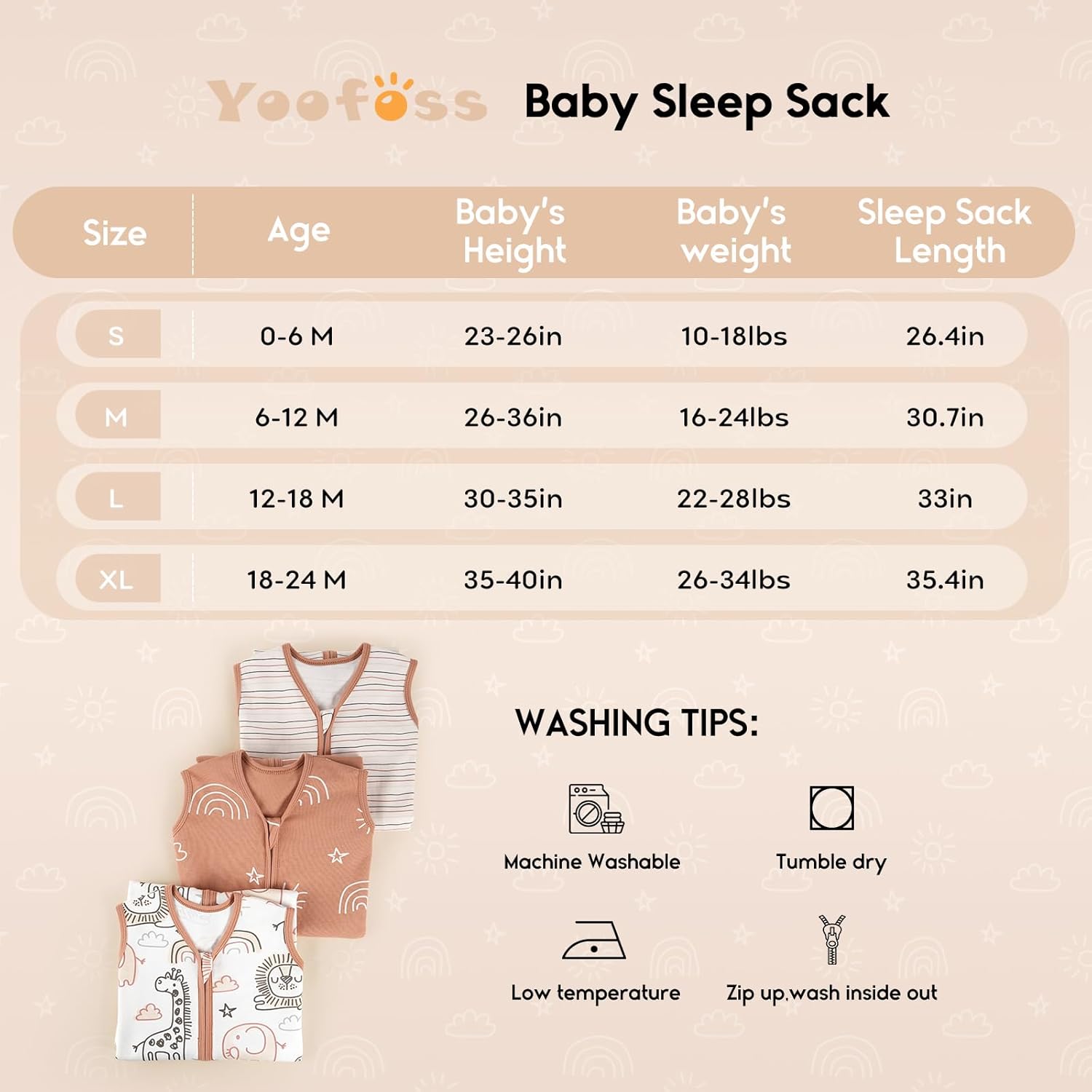 Thumbnail 4 de Yoofoss Baby Sleeping Bag 0.5 Tog, 12-18 Months (3 Pack) – 100% Organic Cotton