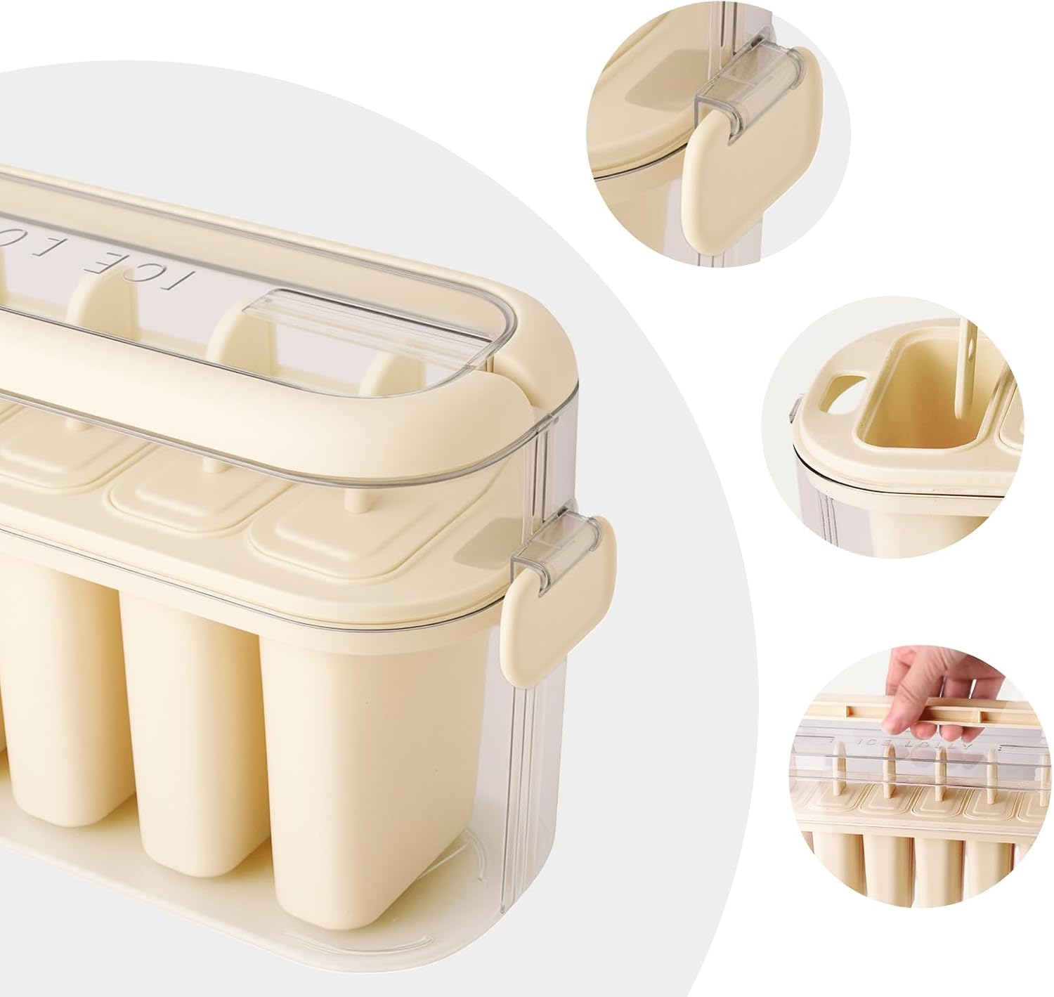 Thumbnail 4 de Tragbare Silikon-Eisformen mit 2 Tragegriffen – 6-Fächer Lolly-Set mit Deckel