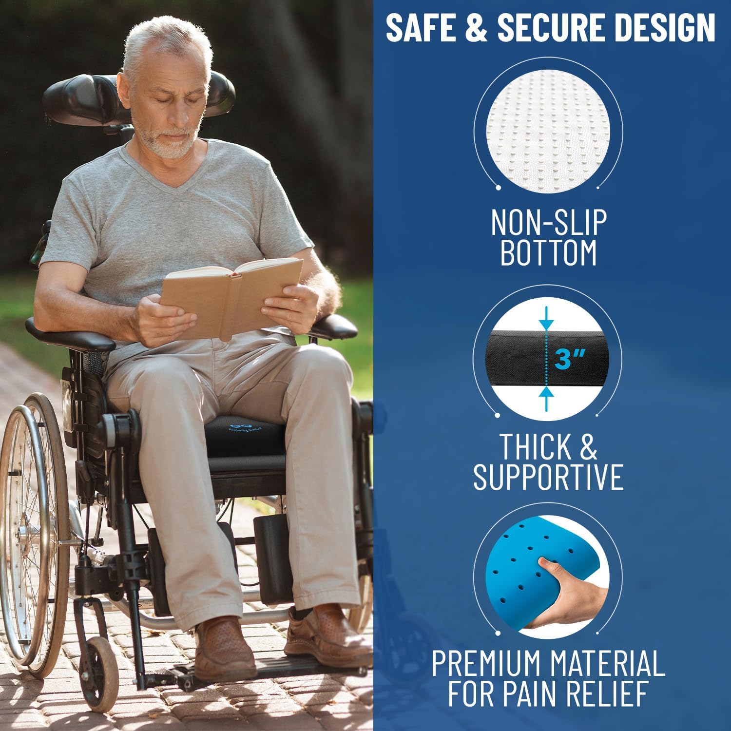 Detalle de Everlasting Comfort Ventilated Gel Memory Foam Wheelchair Cushion