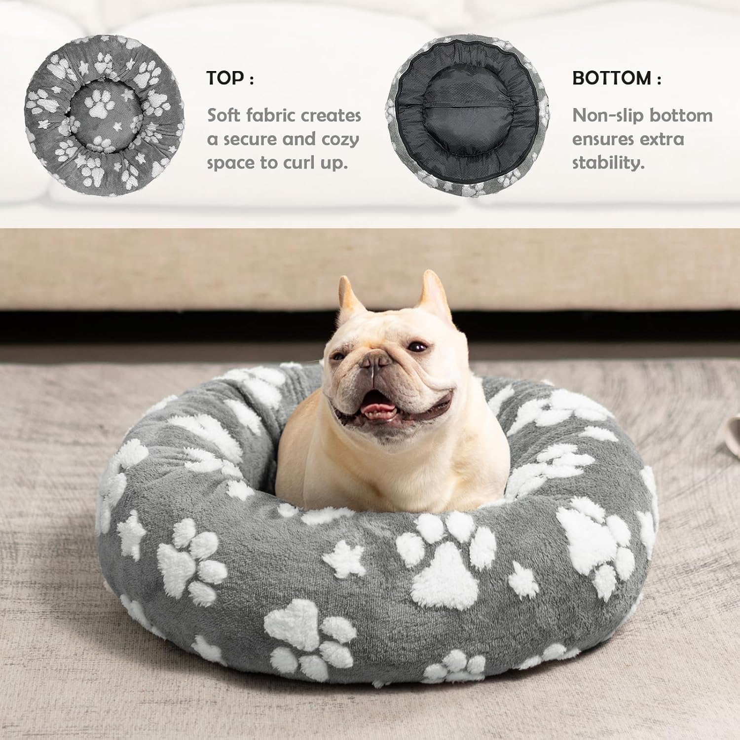 Detalle 2 de Yaning 58cm donut dog bed for small dogs