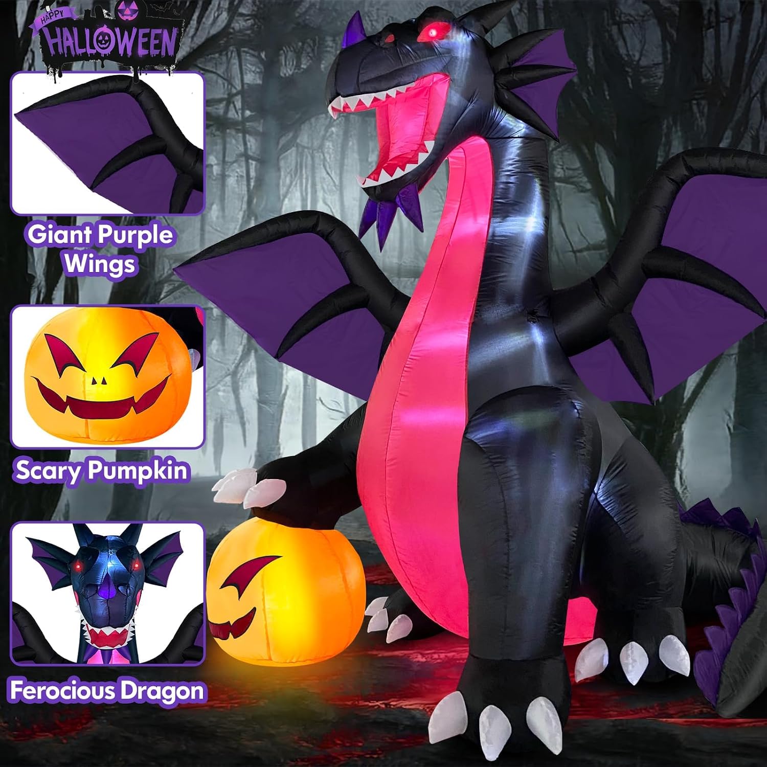 Detalle 2 de Danxilu inflatable Halloween dragon, 9-foot