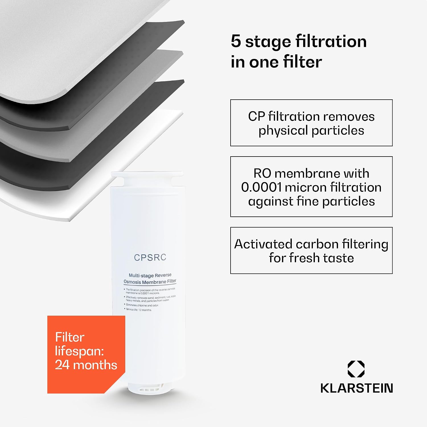 Detalle de Klarstein VitalPour Reverse Osmosis Water Filter, 5-Stage Filtration