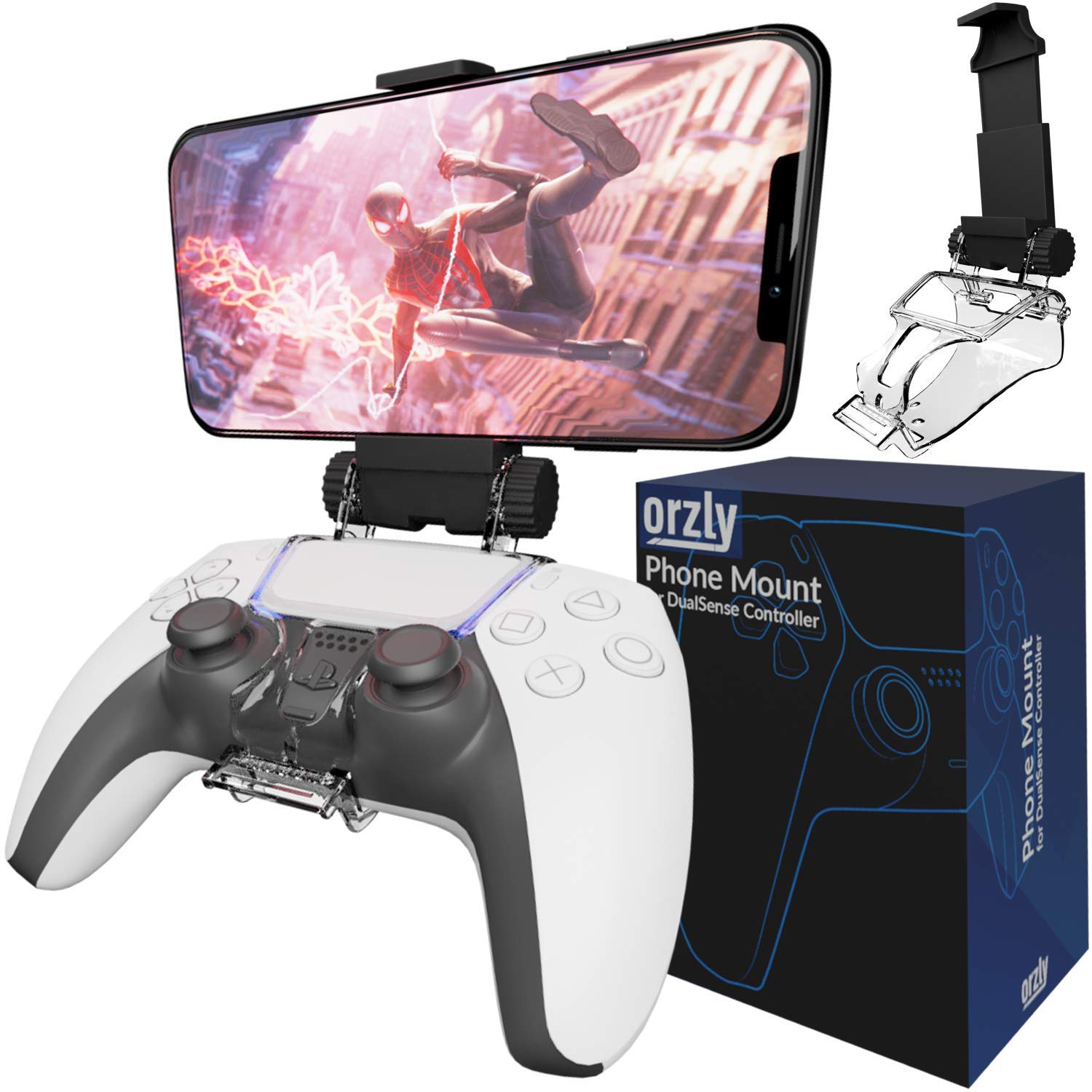 Detalle de Orzly Mobile Gaming Clip für PS5 DualSense: verstellbarer Smartphone-Aussteller mit Klemme