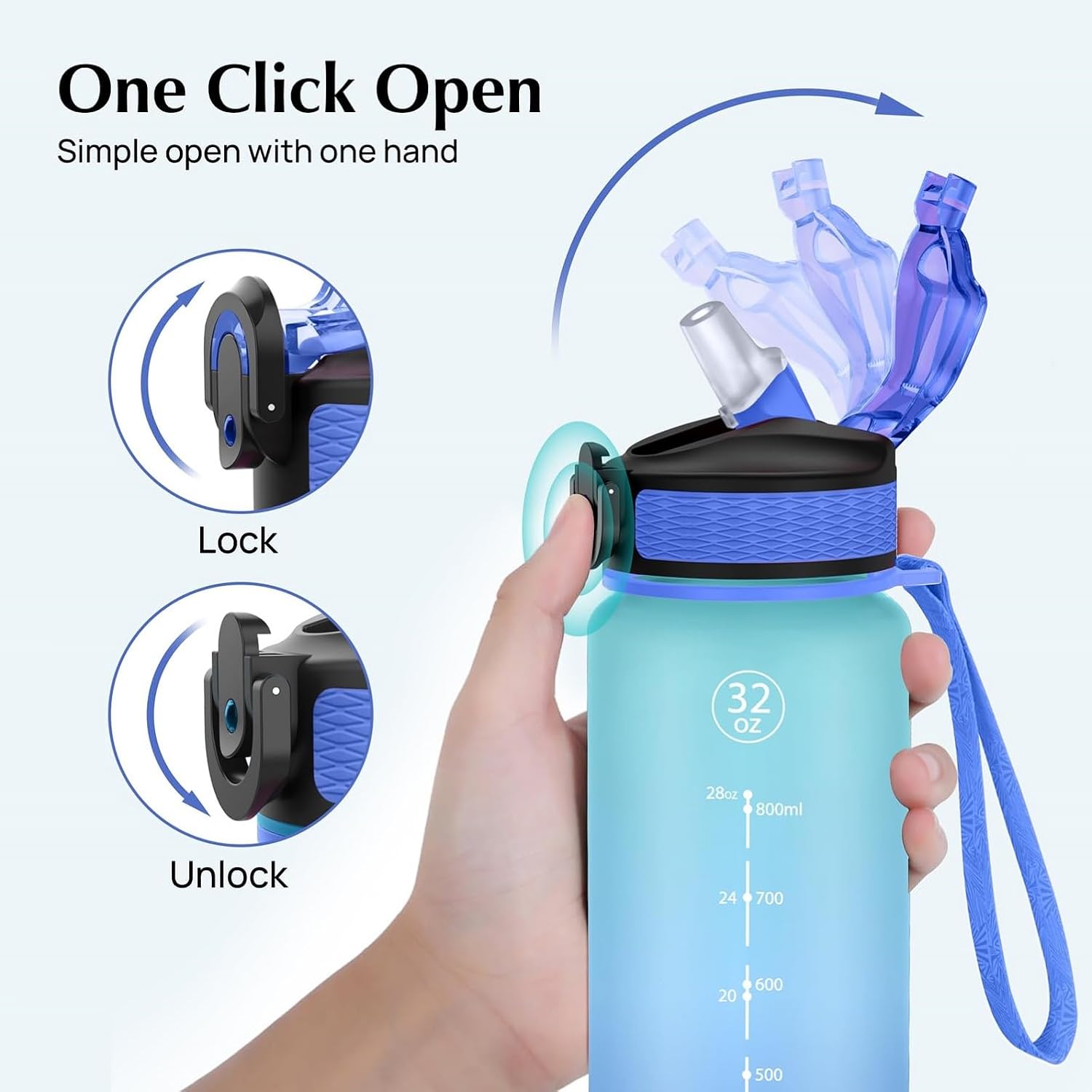 Thumbnail 3 de NAVTUE 1L Water Bottle with Straw and Time Markings
