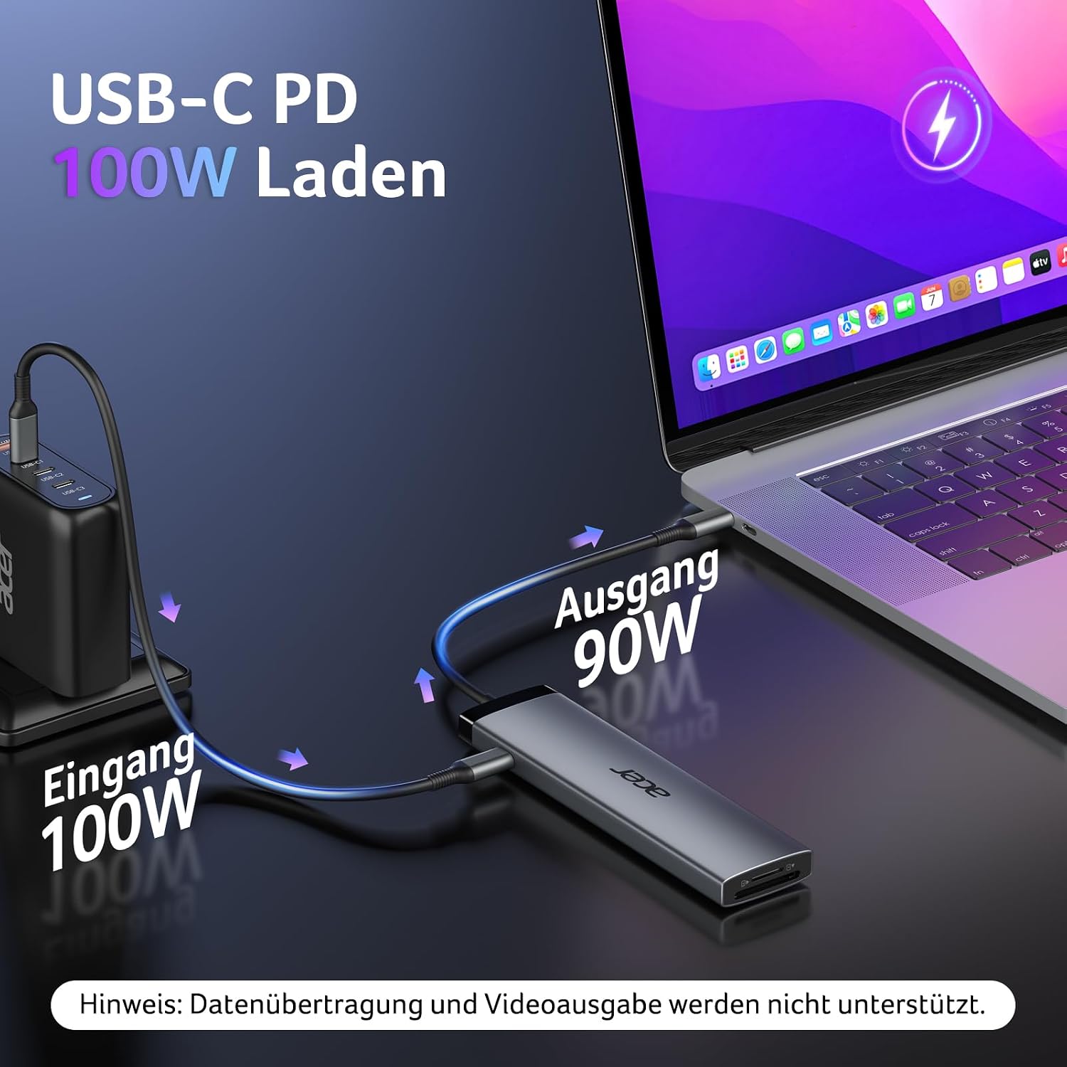 Thumbnail 4 de acer 8-in-1 USB-C Hub (10Gbps) mit HDMI 4K@60Hz, SD/TF und USB-C PD bis 100W