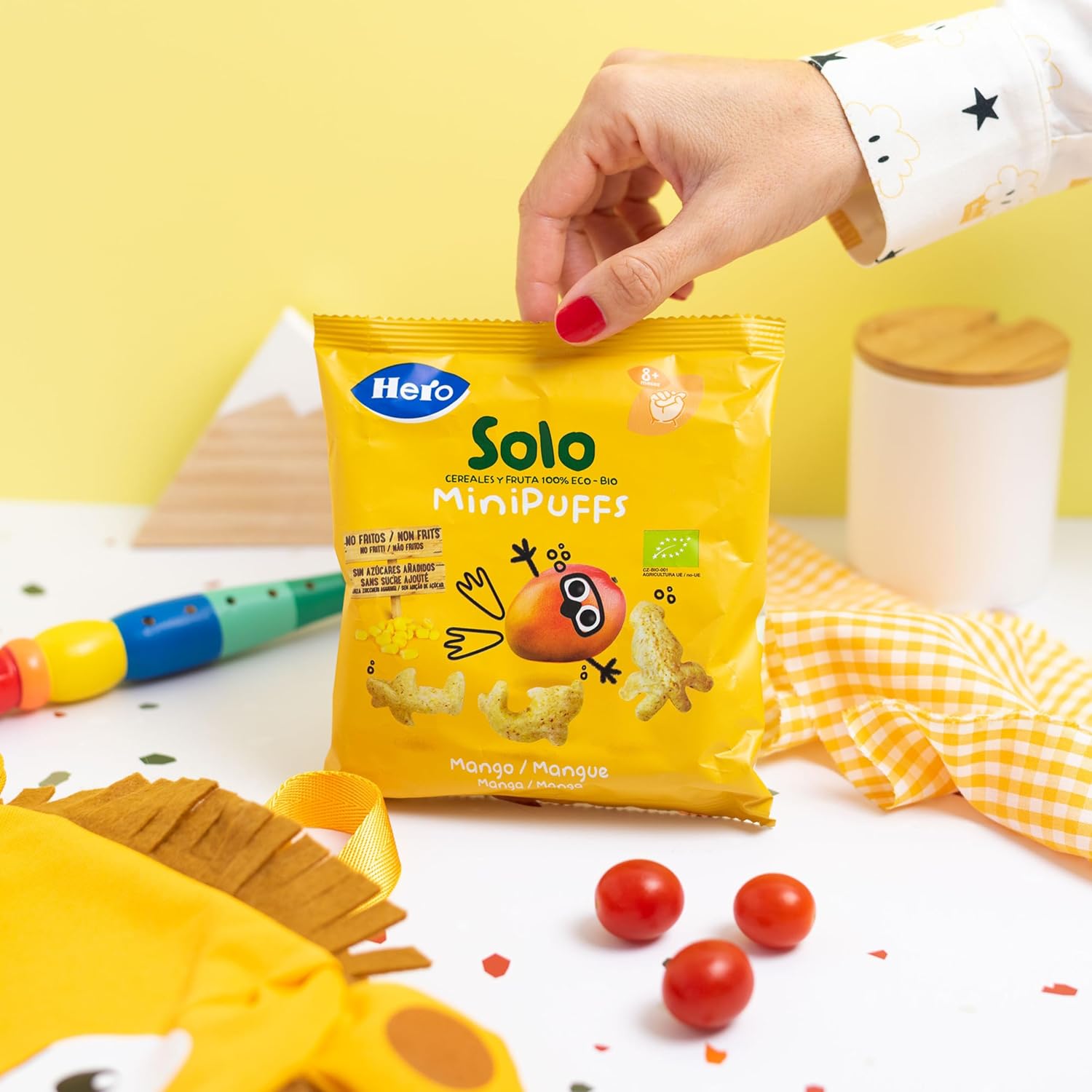 Detalle 2 de Hero Solo Minipuffs de Mango 🍃 Bio y Ecológicos, Pack de 10