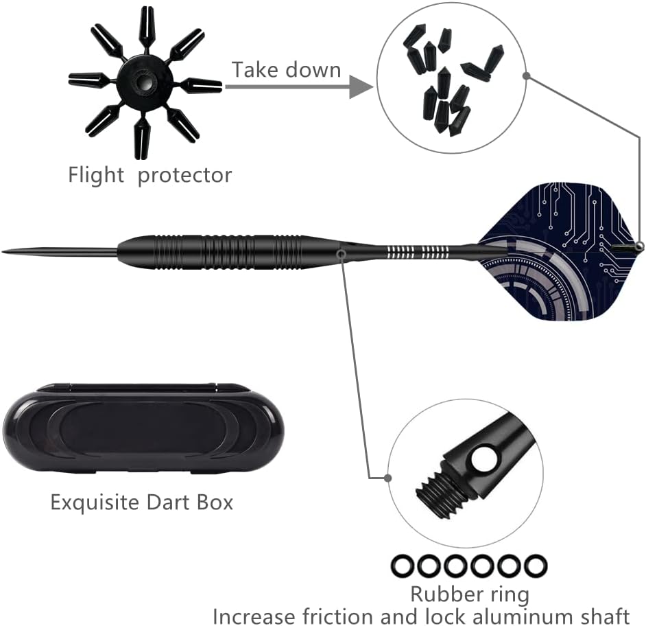 Thumbnail 3 de Steel Tip Darts Set, 3 Pack Professional Dart with Aluminum Shafts and Darts Case
