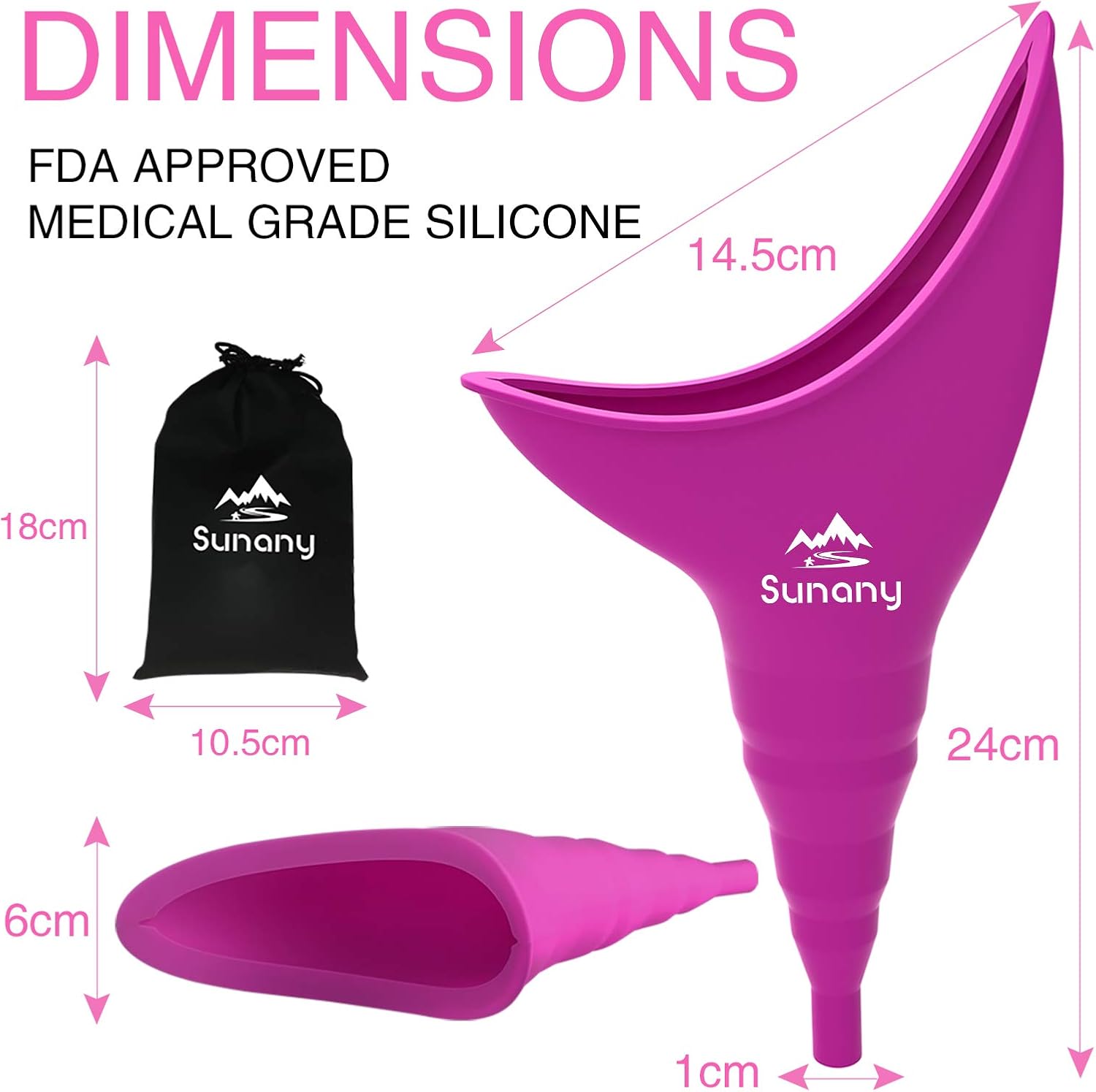 Detalle de Sunany Female Urination Device: reusable silicone pee funnel for standing up
