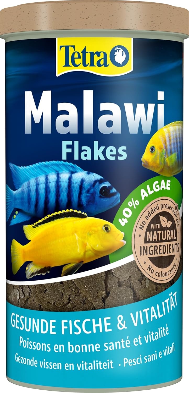 Tetra Malawi Flakes - Mangime in fiocchi per ciclidi erbivori Malawi/Mbuna, lattina da 1 L