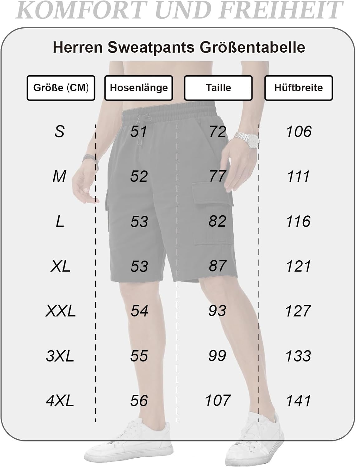 Thumbnail 5 de HMIYA Cargo-Shorts für Herren aus Baumwolle – kurze Bermuda mit Taschen