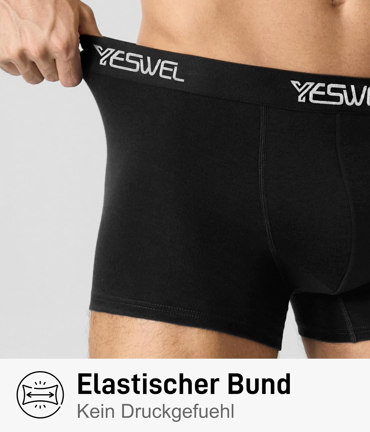 Detalle de YESWEL Boxershorts Herren 10er Pack aus gekämmter Baumwolle – tagless, atmungsaktiv und bequemer Bund (Gr. S–3XL)