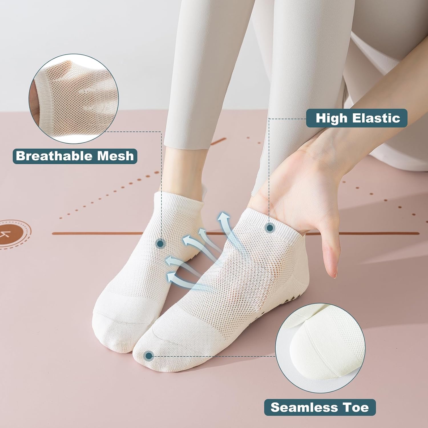 Detalle 2 de BISOUSOX Calcetines Yoga con Bolsa 3 Pares