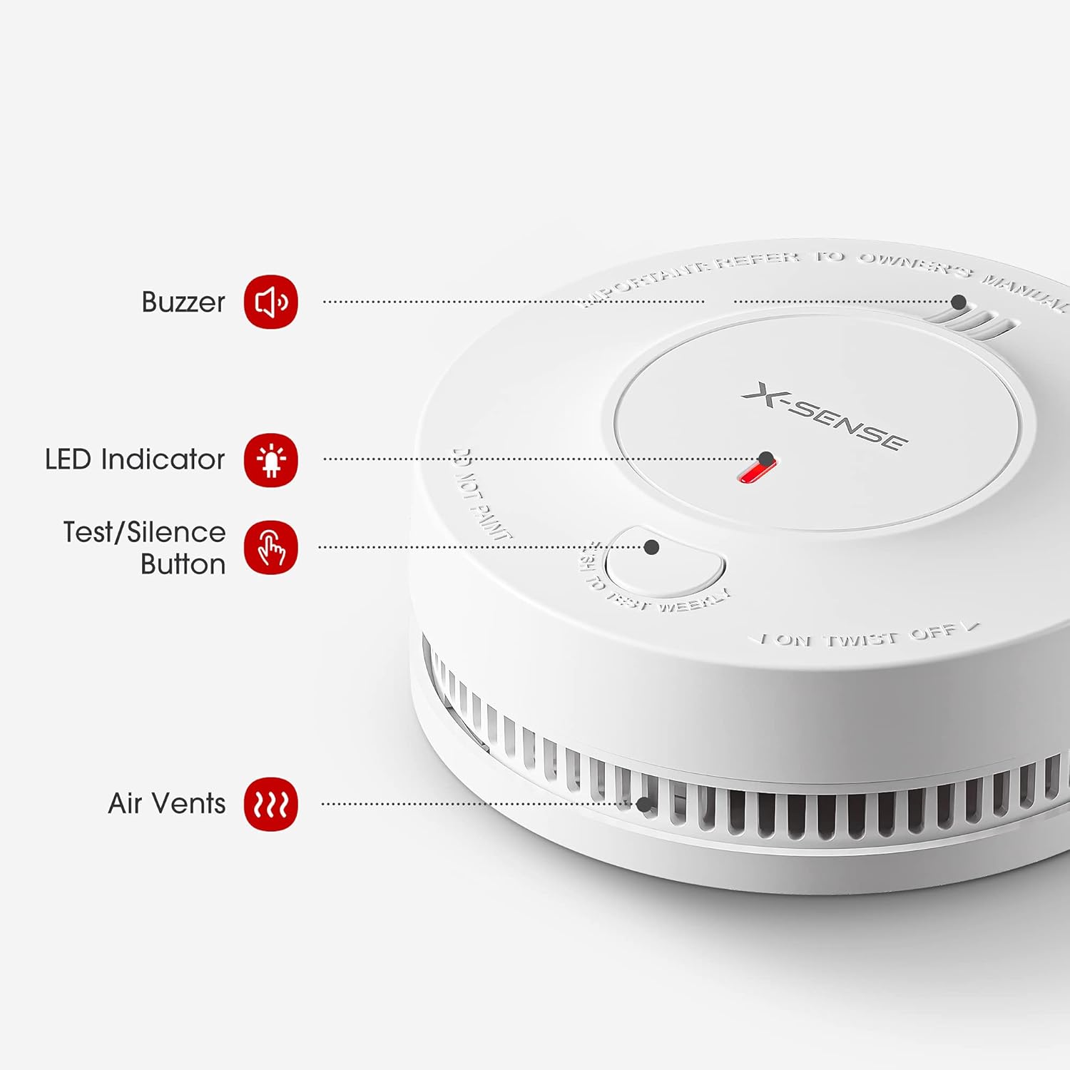 Thumbnail 5 de X-Sense SD2J0AX Rilevatore di fumo con batteria da 10 anni (EN 14604) con sensore fotoelettrico