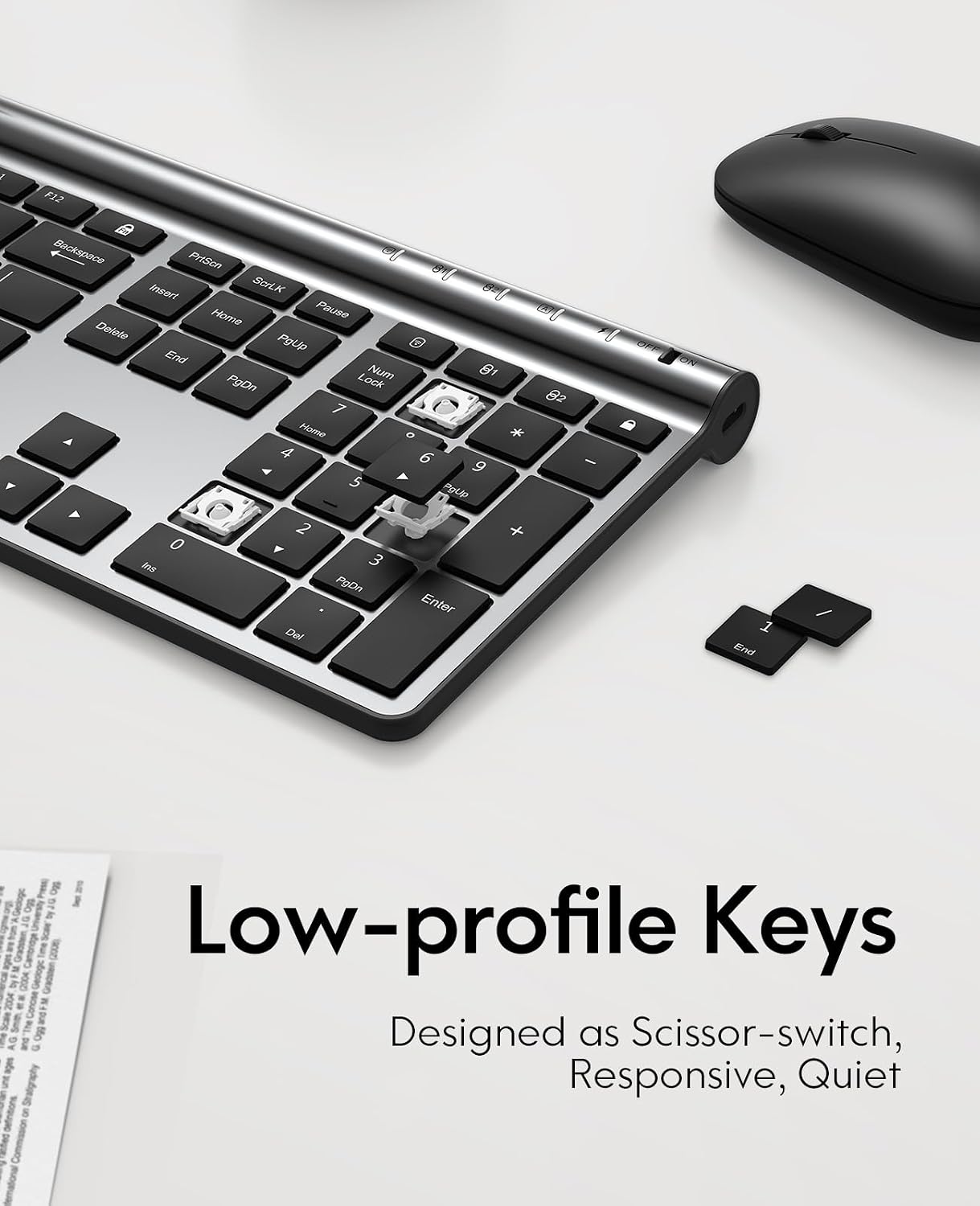 Detalle de CHESONA Full-Size Wireless Keyboard and Mouse Combo, Rechargeable, Multi-Device