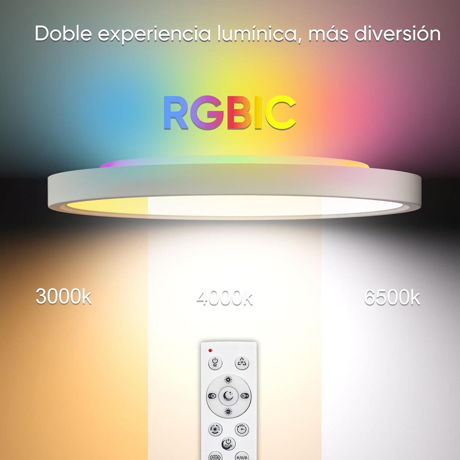 Detalle 2 de YiLaie Plafón LED Regulable 24W RGB IP54 para Baño y Salón