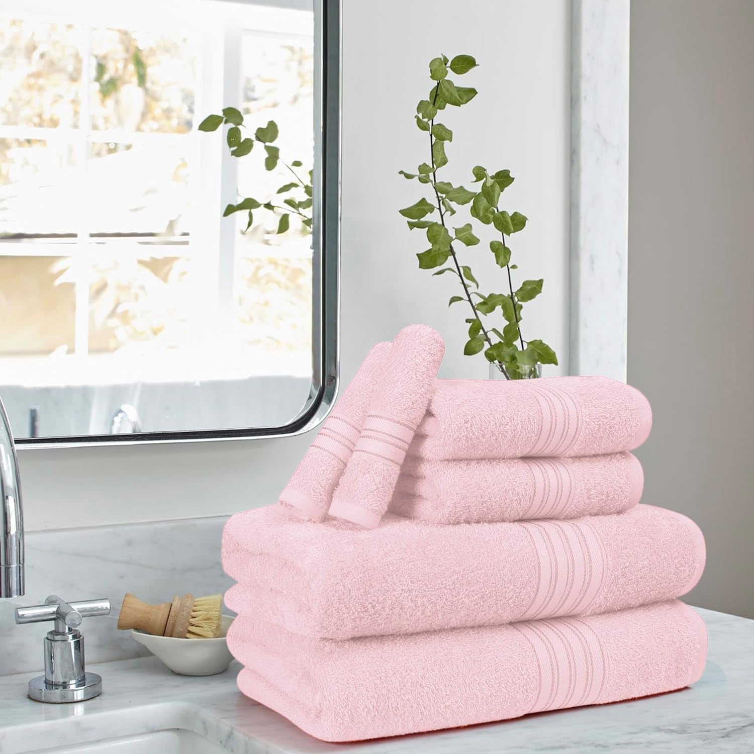 Detalle de BOUTIQUO Cotton Towel Set, 6-Pack