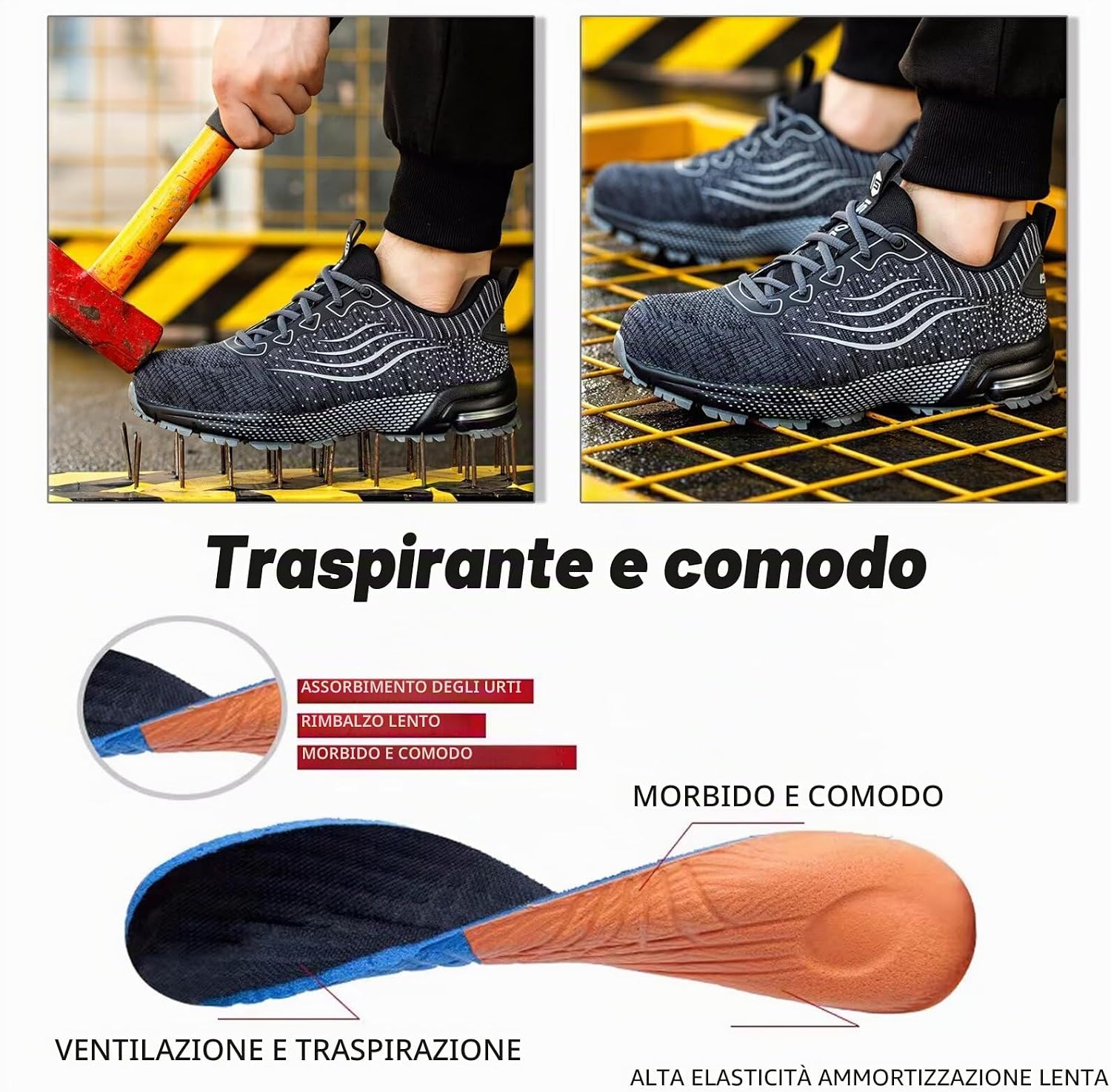Thumbnail 4 de CYKYGGO Scarpe Antinfortunistiche: Scarpe da Lavoro leggere con Punta in Acciaio, traspiranti e confortevoli