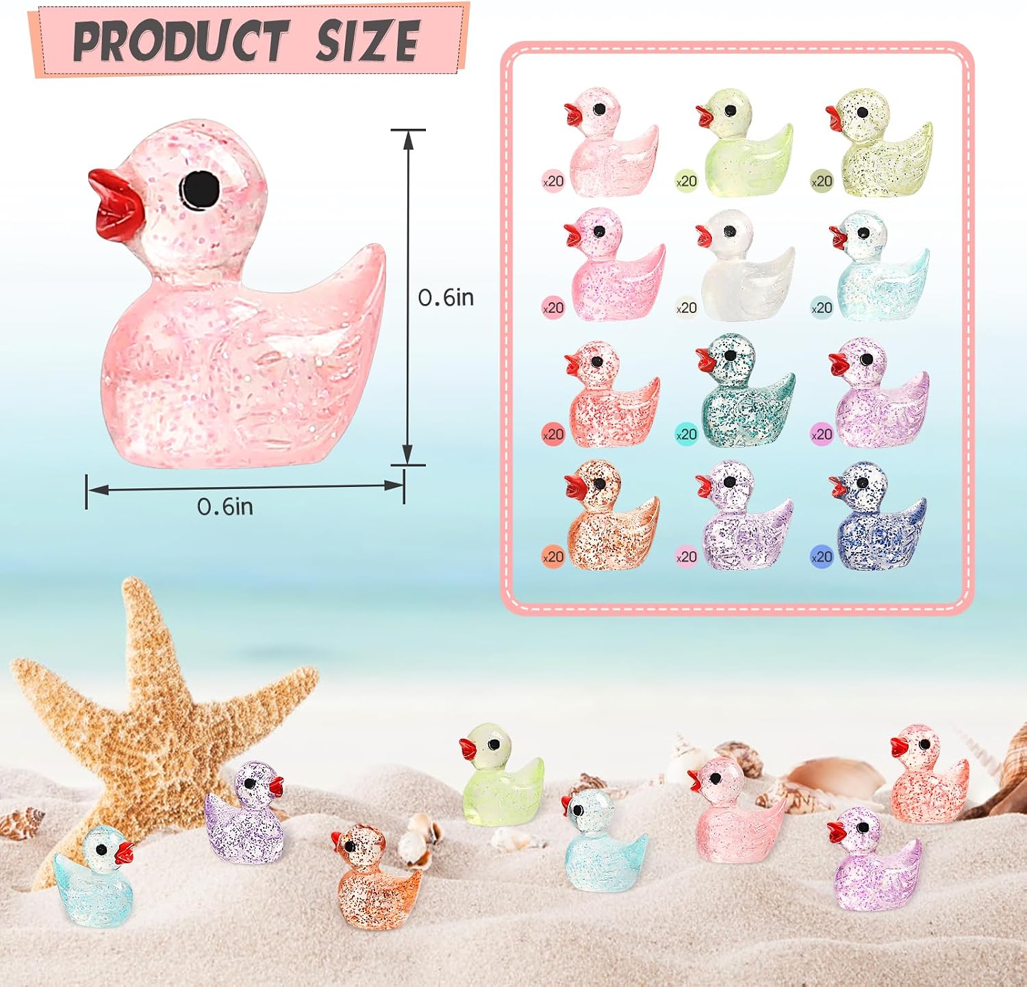 Detalle 2 de BeadRiver Mini Resin Ducks, 240-Piece Set