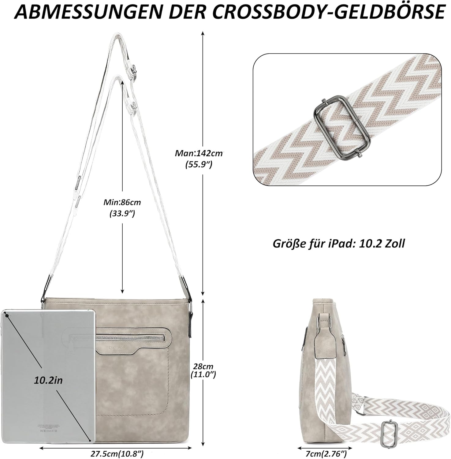 Thumbnail 4 de TANTOMI Umhängetasche Damen – leichte Schultertasche mit verstellbarem Riemen