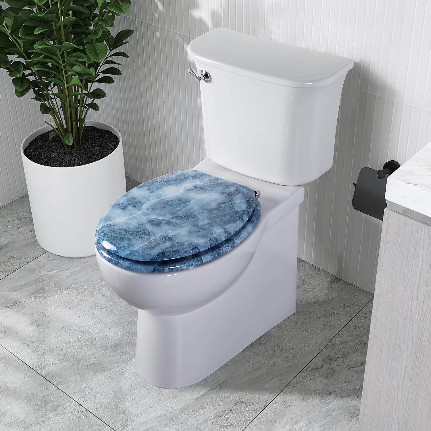 Thumbnail 6 de Angel Shield Molded Wood Toilet Seat with Quiet Close and Quick Release Hinges (45x37cm, Oval) for EU Bottom-Mount Toilets