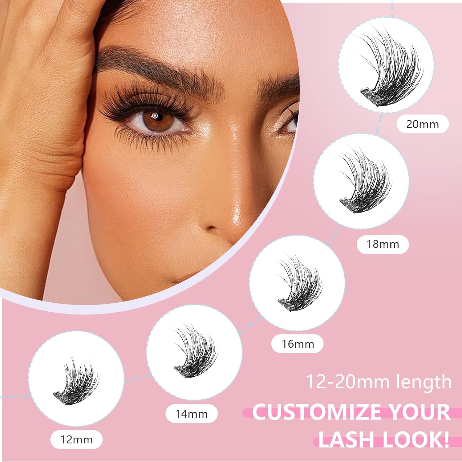 Thumbnail 1 de Cofier Glue-Free Wispy Lash Clusters Kit (100 Pcs) with Lash Tweezer, 12–20mm D Curl