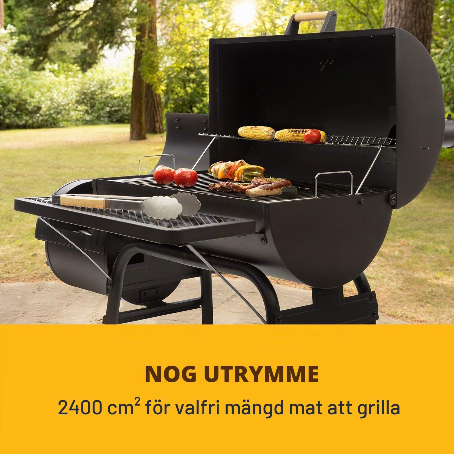 Detalle 2 de Klarstein Beef Brisket kolgrill och smoker med två grillkammare