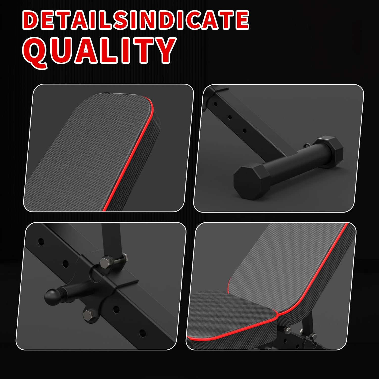 Detalle 2 de K KiNGKANG Adjustable Weight Bench, Foldable, 1,050 lb Capacity, 8-Position Backrest
