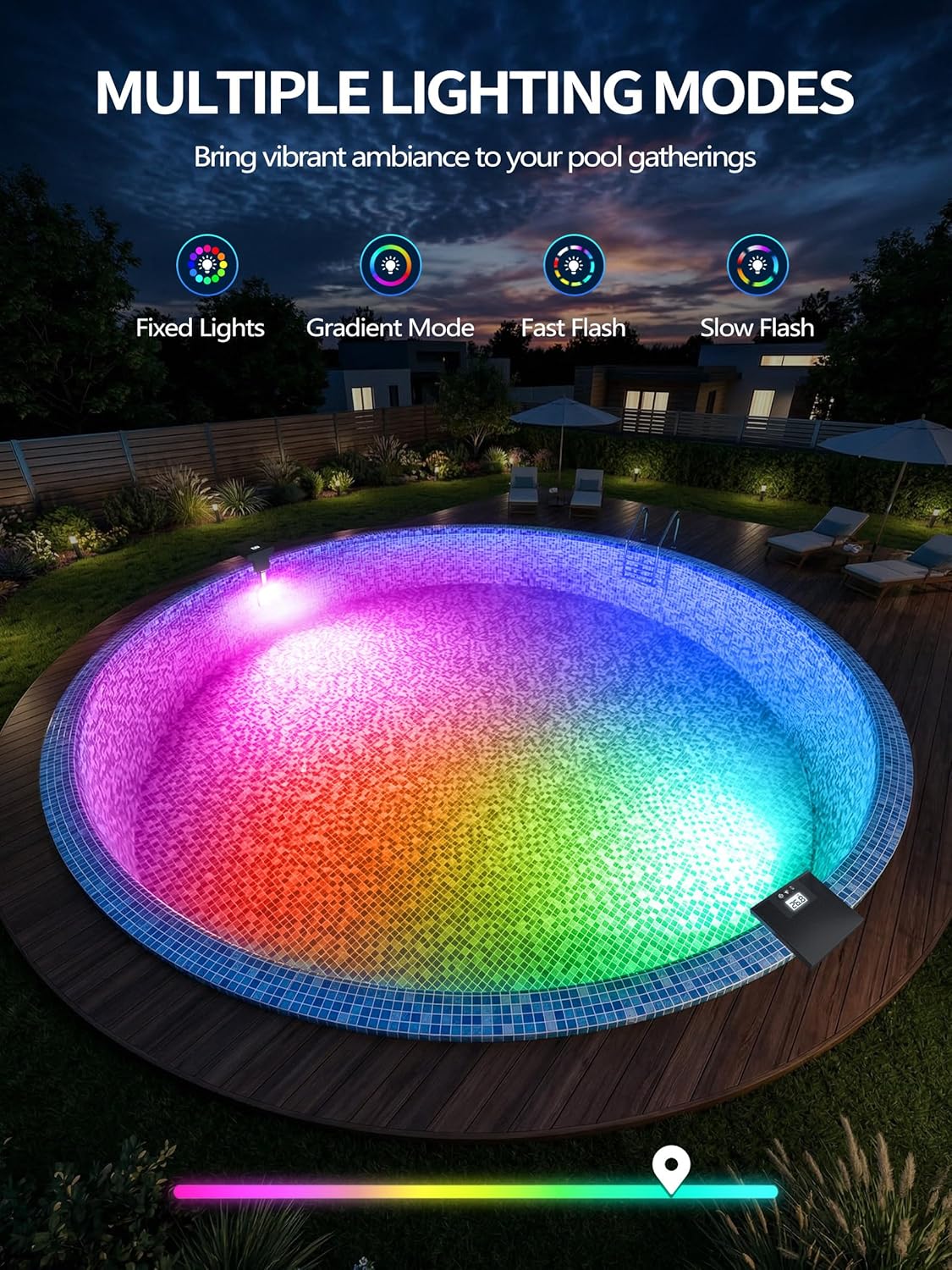 Detalle de DeeprBlu 2 en 1: Luz solar para piscina y termómetro con control remoto