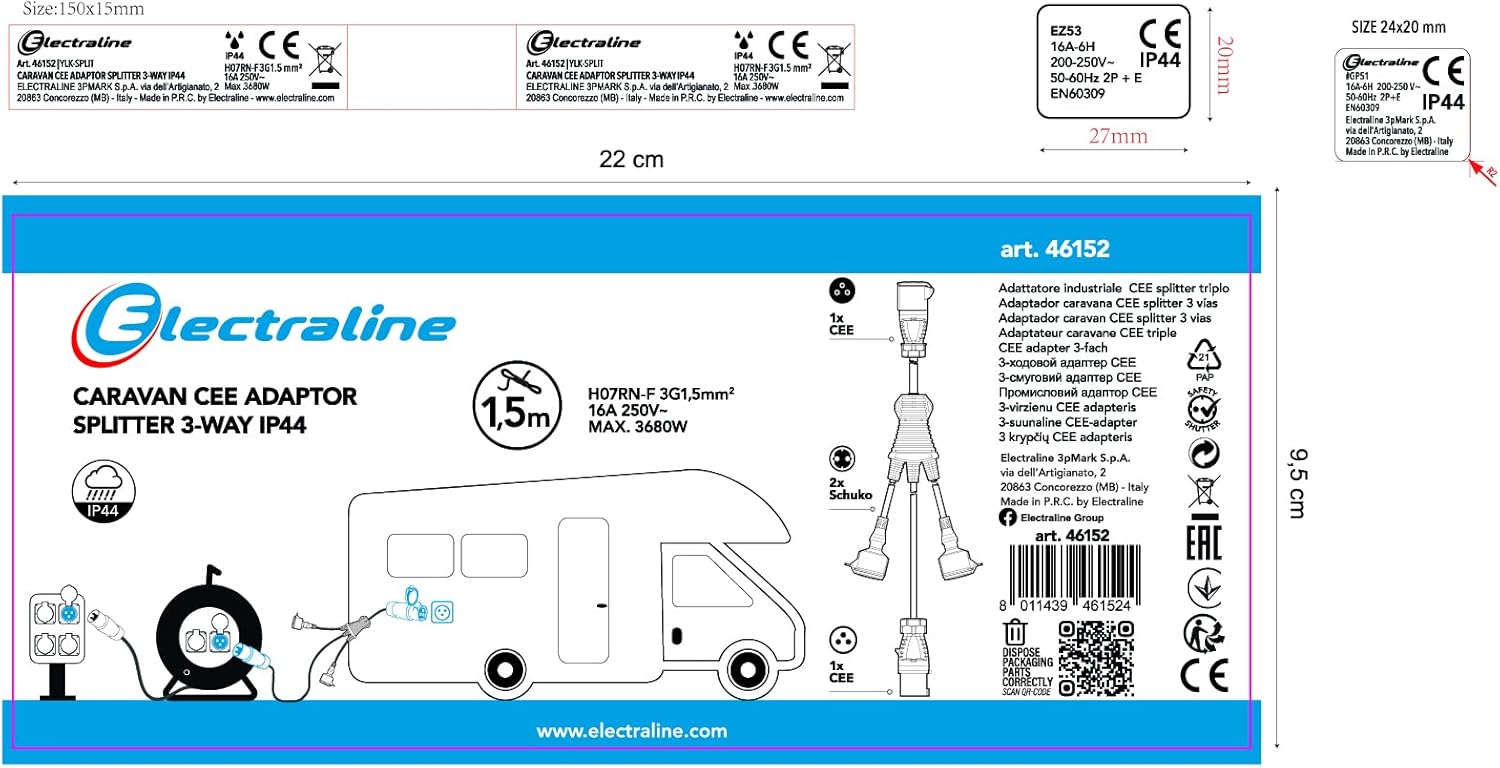 Thumbnail 5 de Electraline 46152 Câble d'alimentation caravane