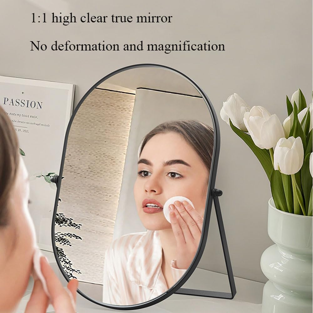Thumbnail 2 de Hosoncovy Free Standing Desktop Mirror with Stand (Large Oval, Black)