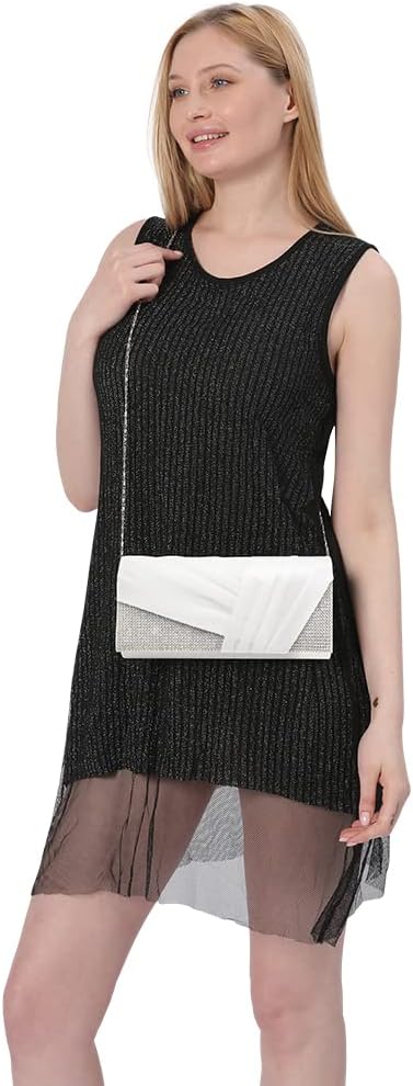 Thumbnail 2 de Wiwsi Women's Satin Clutch Bag with Diamante Crystals – Elegant Evening Handbag