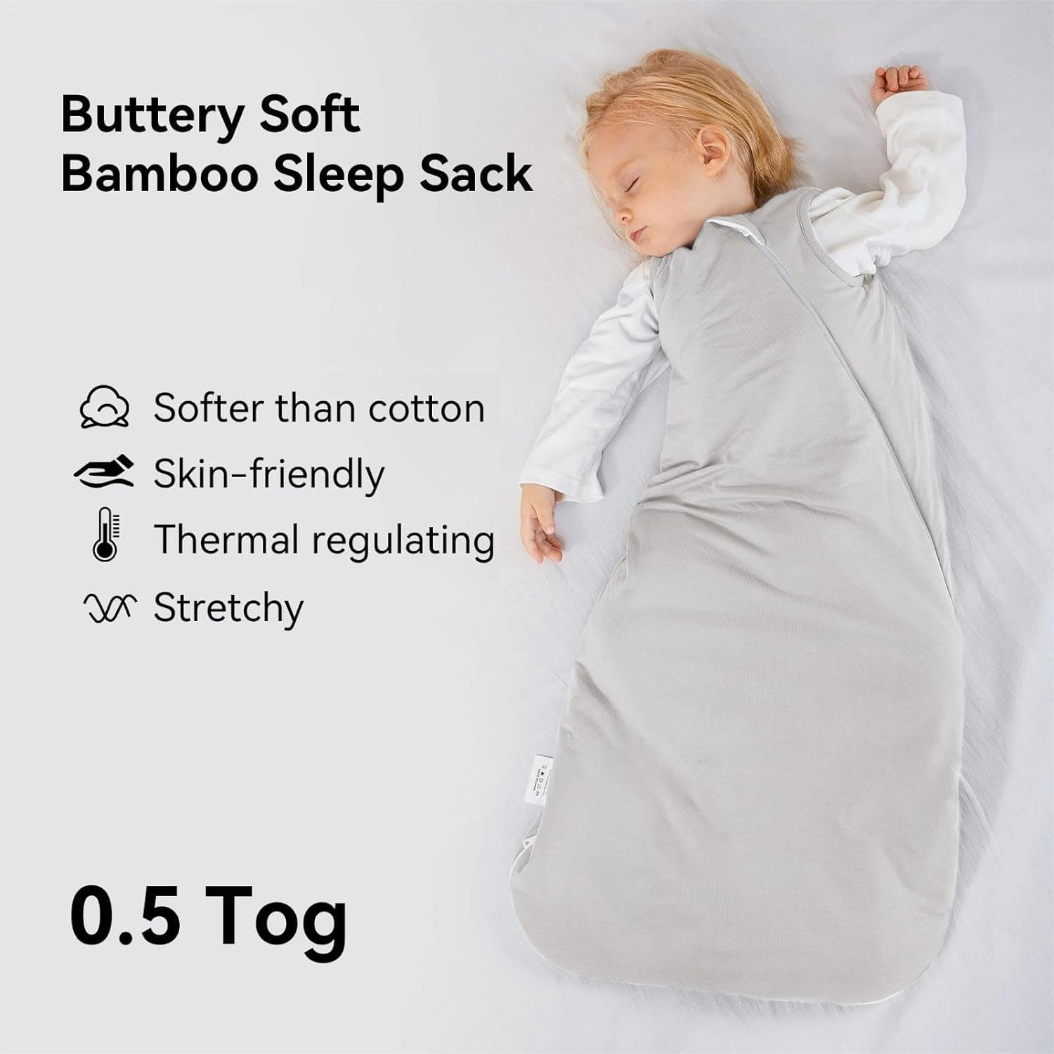 Thumbnail 1 de BubblePanda Rayon Made from Bamboo Sleep Sack (2T–3T, 0.5 Tog) with 2-Way Zipper