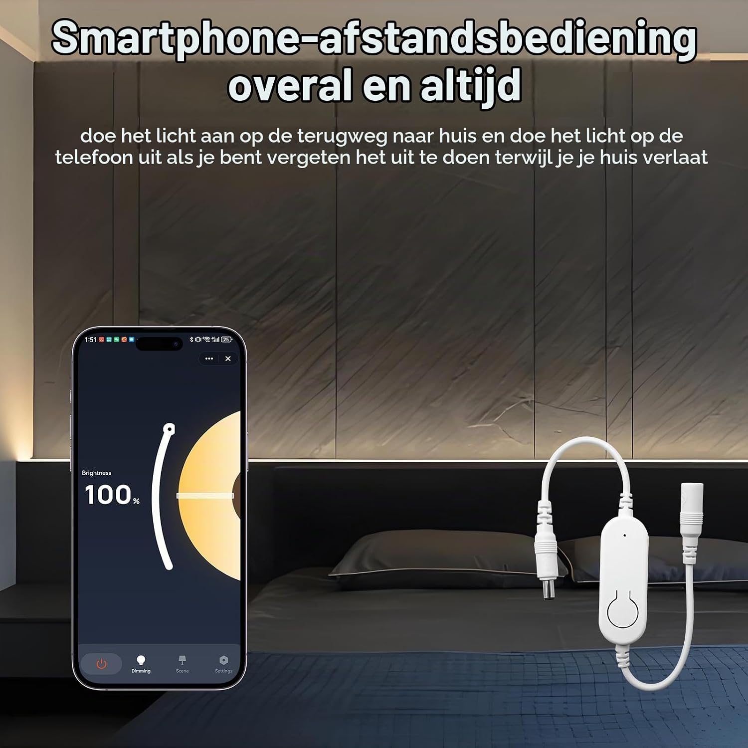 Detalle de JBdusn COB-LED ledstripcontroller DC12-24V met wifi, Bluetooth en app-bediening