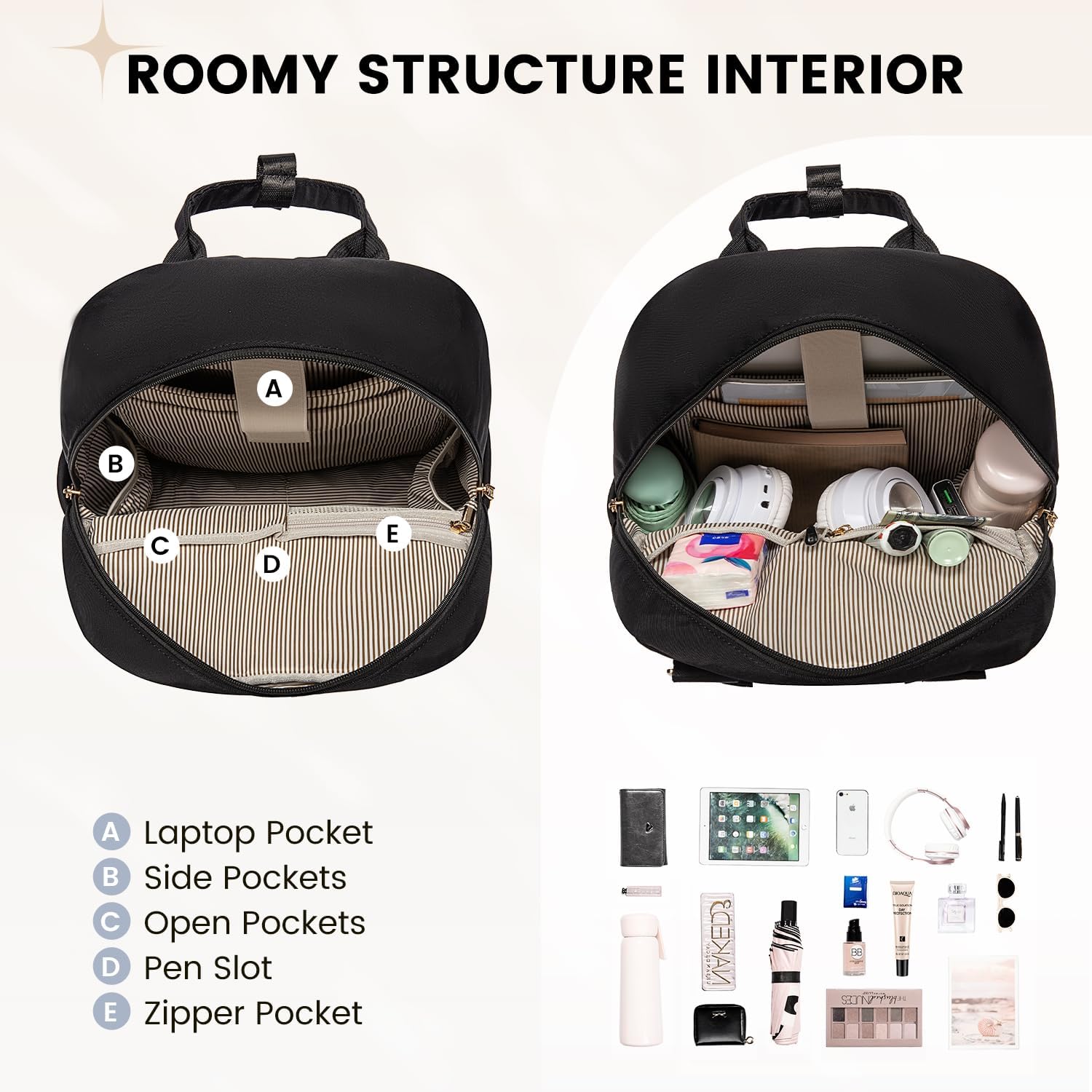 Detalle 2 de LOVEVOOK sac à dos femme étanche 14 pouces – 2 en 1, élégant et polyvalent