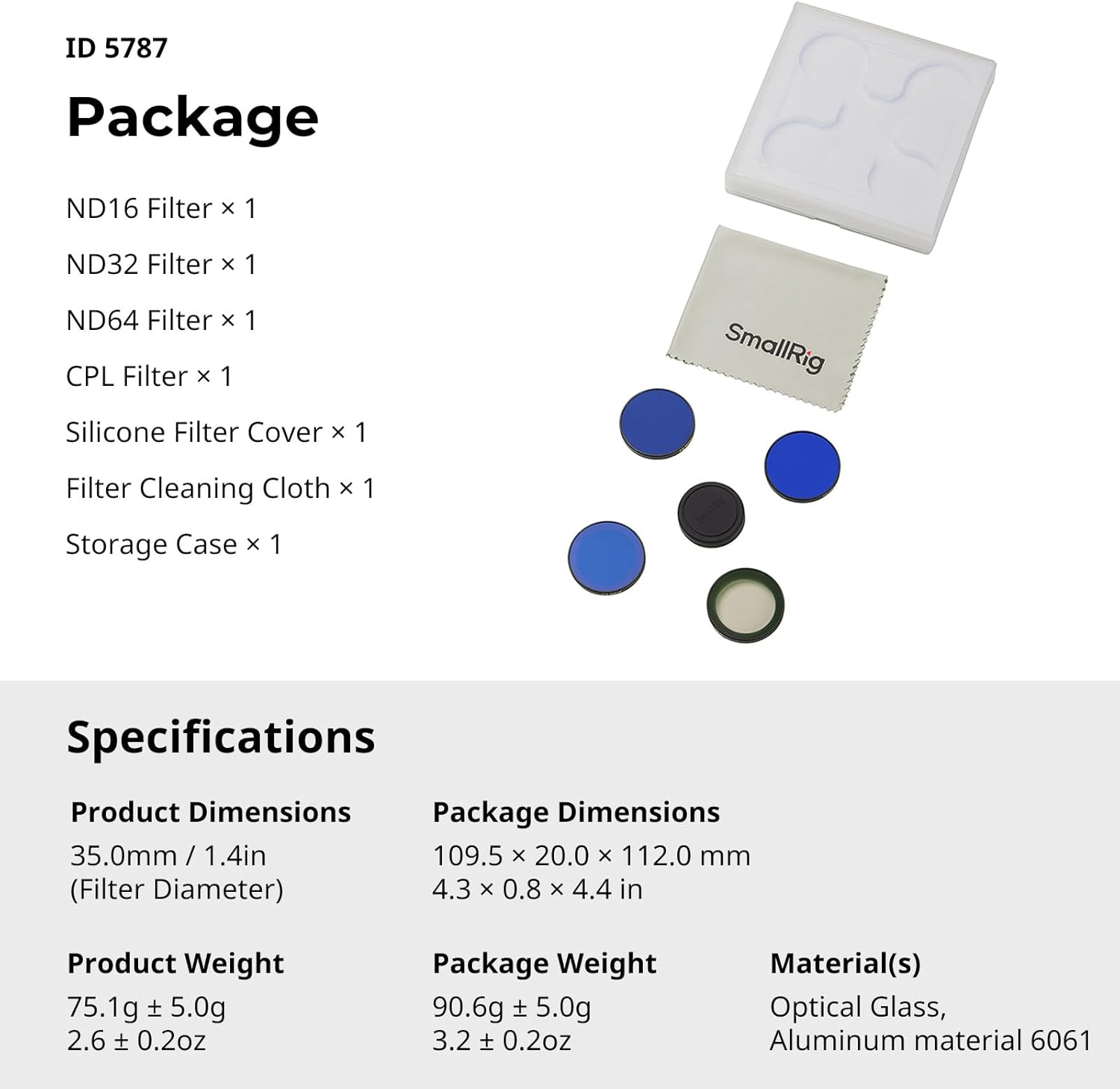 Thumbnail 6 de SMALLRIG Kit de filtres pour DJI Osmo Nano : CPL + ND16, ND32 et ND64
