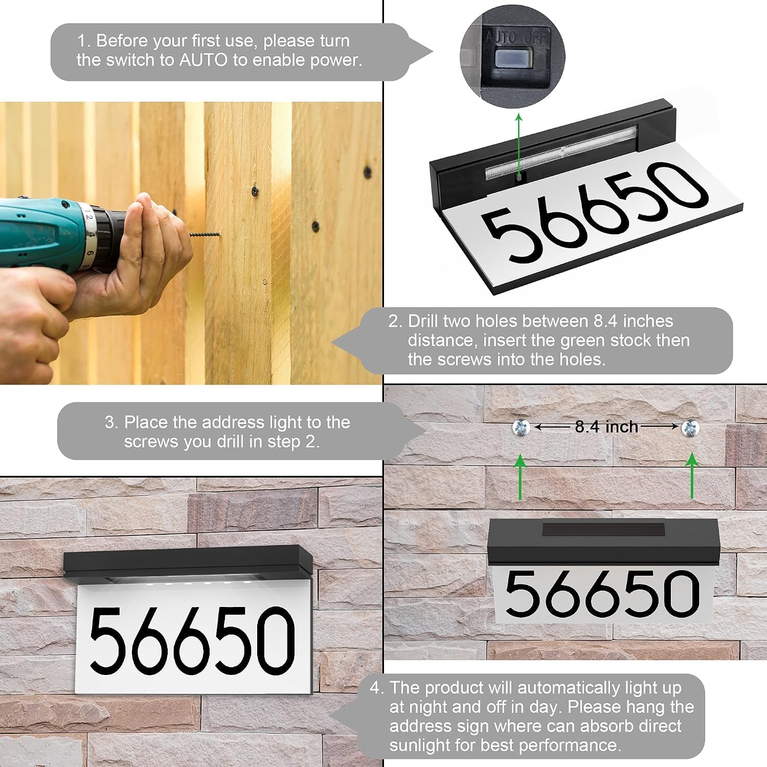 Thumbnail 4 de Solar house number sign, 3000K warm white