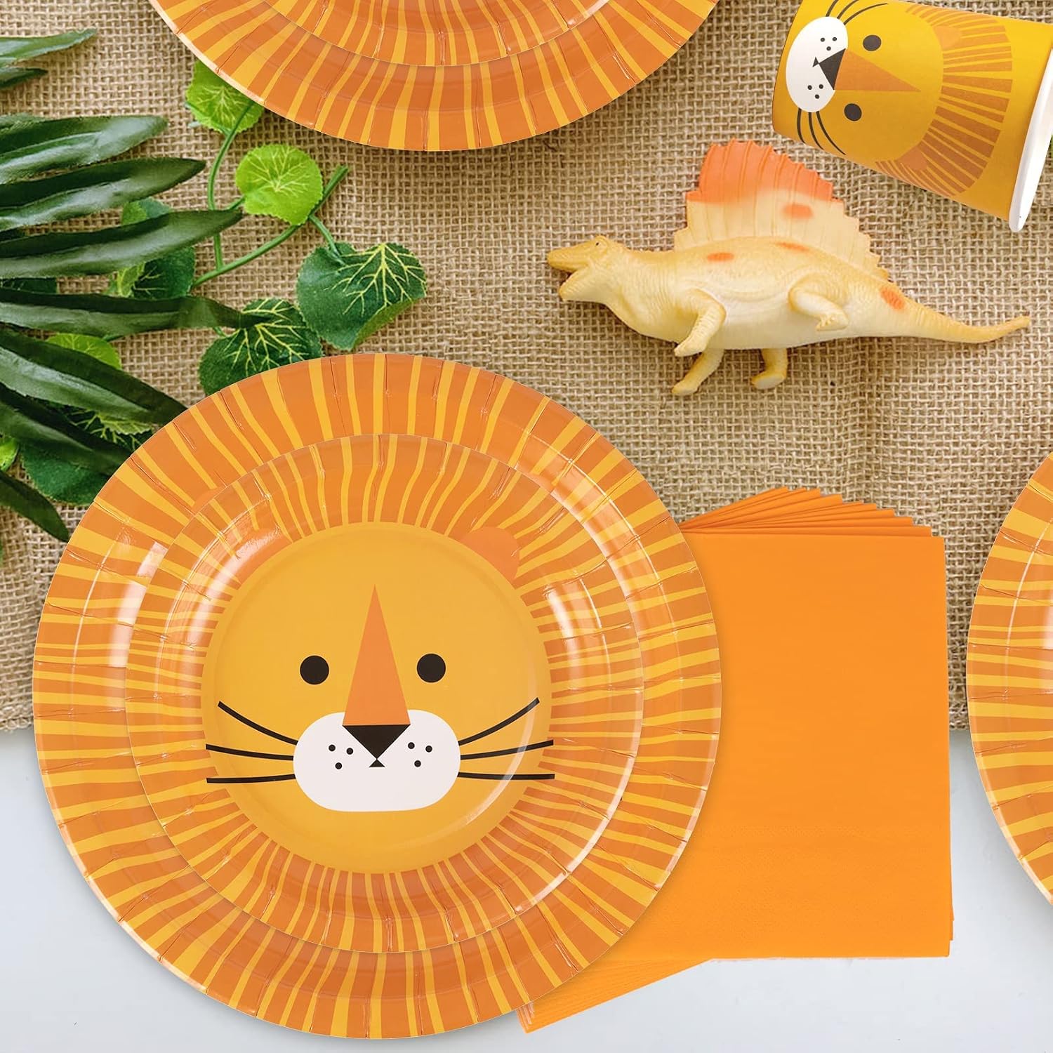 Thumbnail 4 de SUNBEAUTY Safari Geburtstagsdeko: 68-teiliges Lion-Edition Partygeschirr für Kindergeburtstage