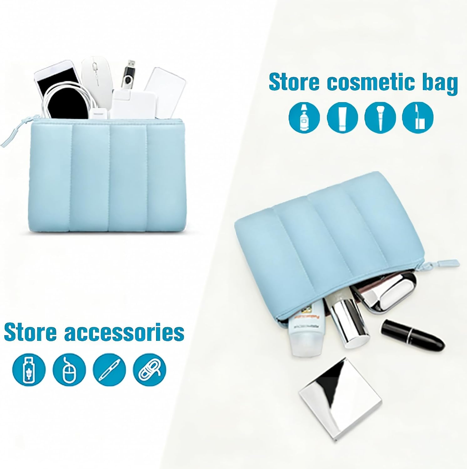 Thumbnail 4 de TECOOL Puffy 14 inch Laptop Sleeve Protective Case (Blue) with Shockproof Quilted Padding