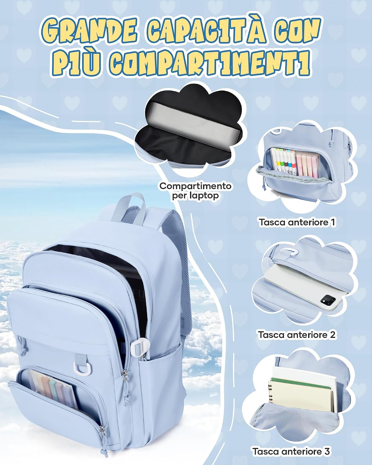 Thumbnail 2 de Pectodox Zaino Scuola Superiore Medio Ragazzo – Zaino Impermeabile 44 × 31 × 16 cm, 14'' PC, Multitasche